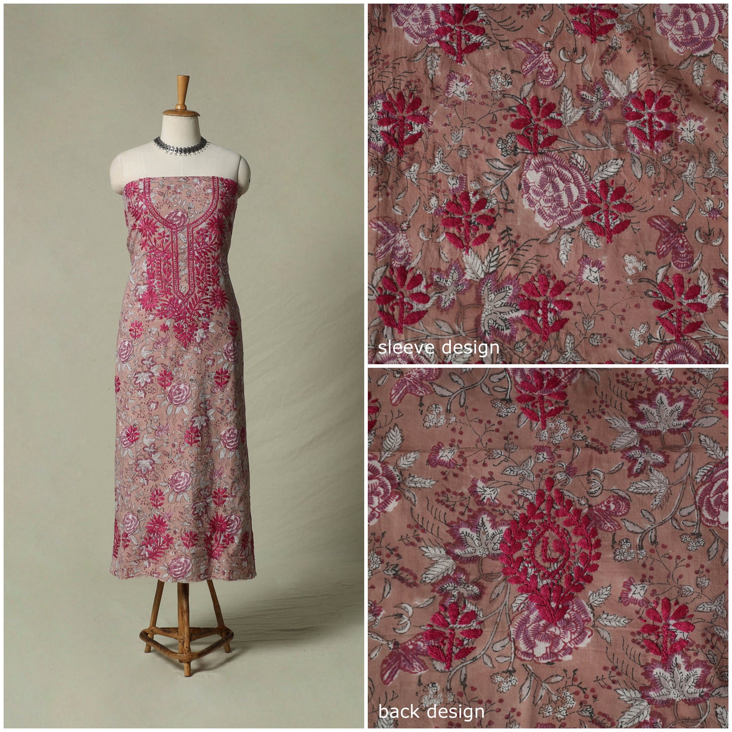 Lucknowi chikankari hand embroidery sanganeri unstitched