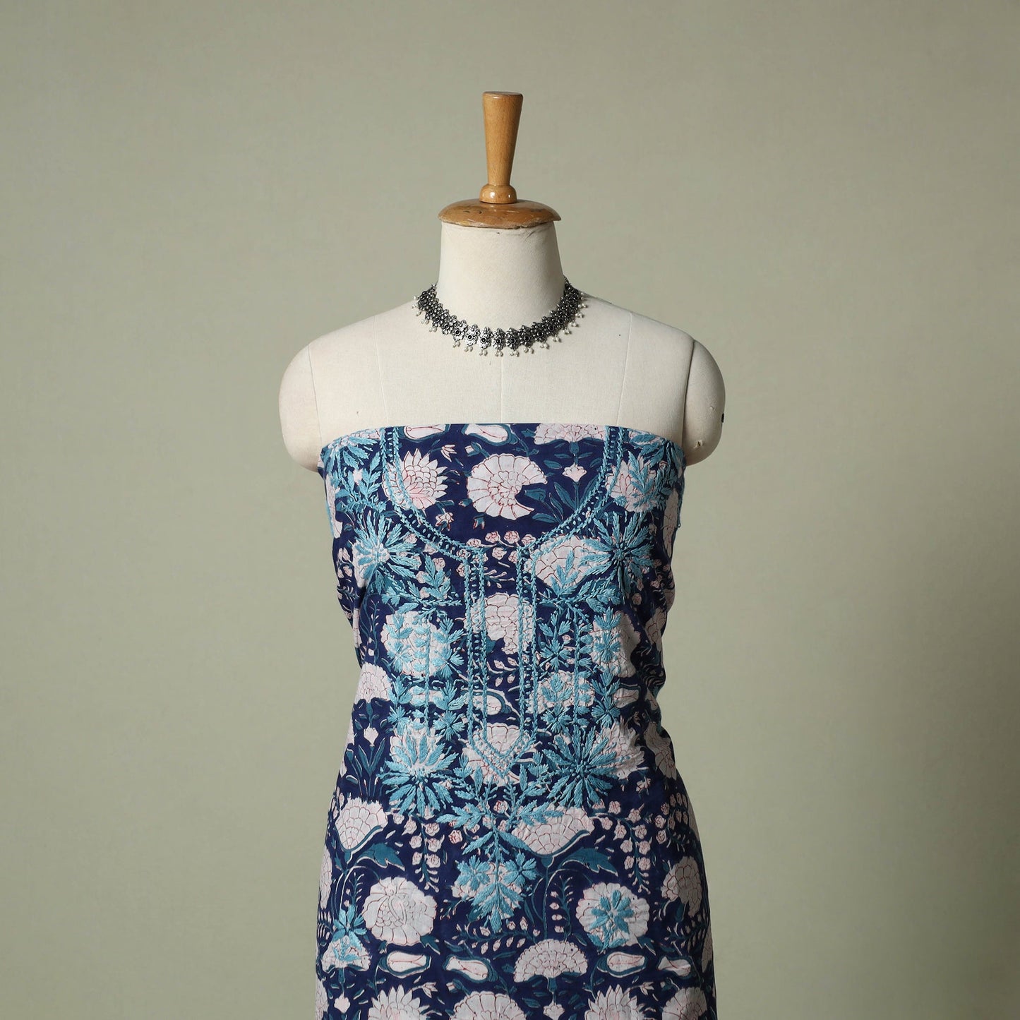 Lucknowi chikankari hand embroidery sanganeri unstitched