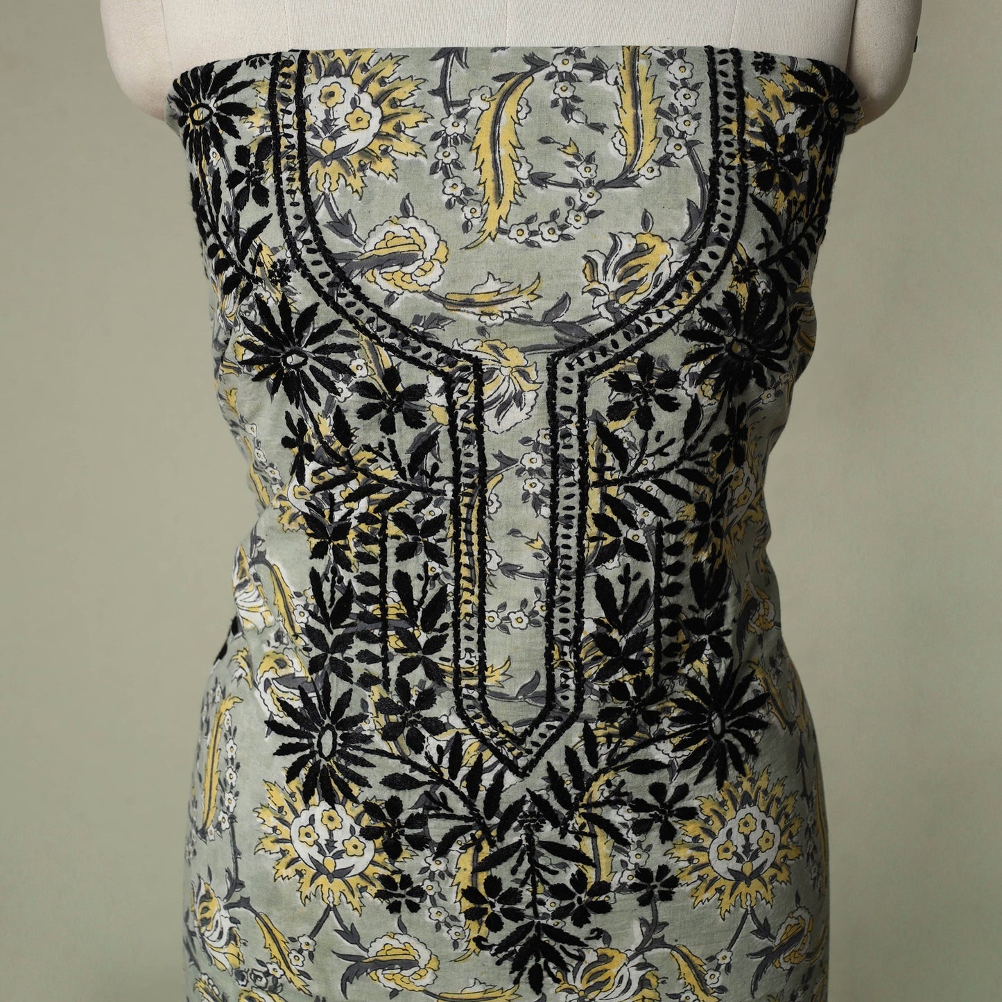 Lucknowi chikankari hand embroidery sanganeri unstitched