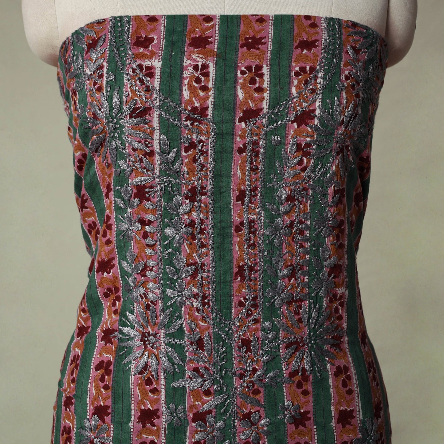Lucknowi chikankari hand embroidery sanganeri unstitched