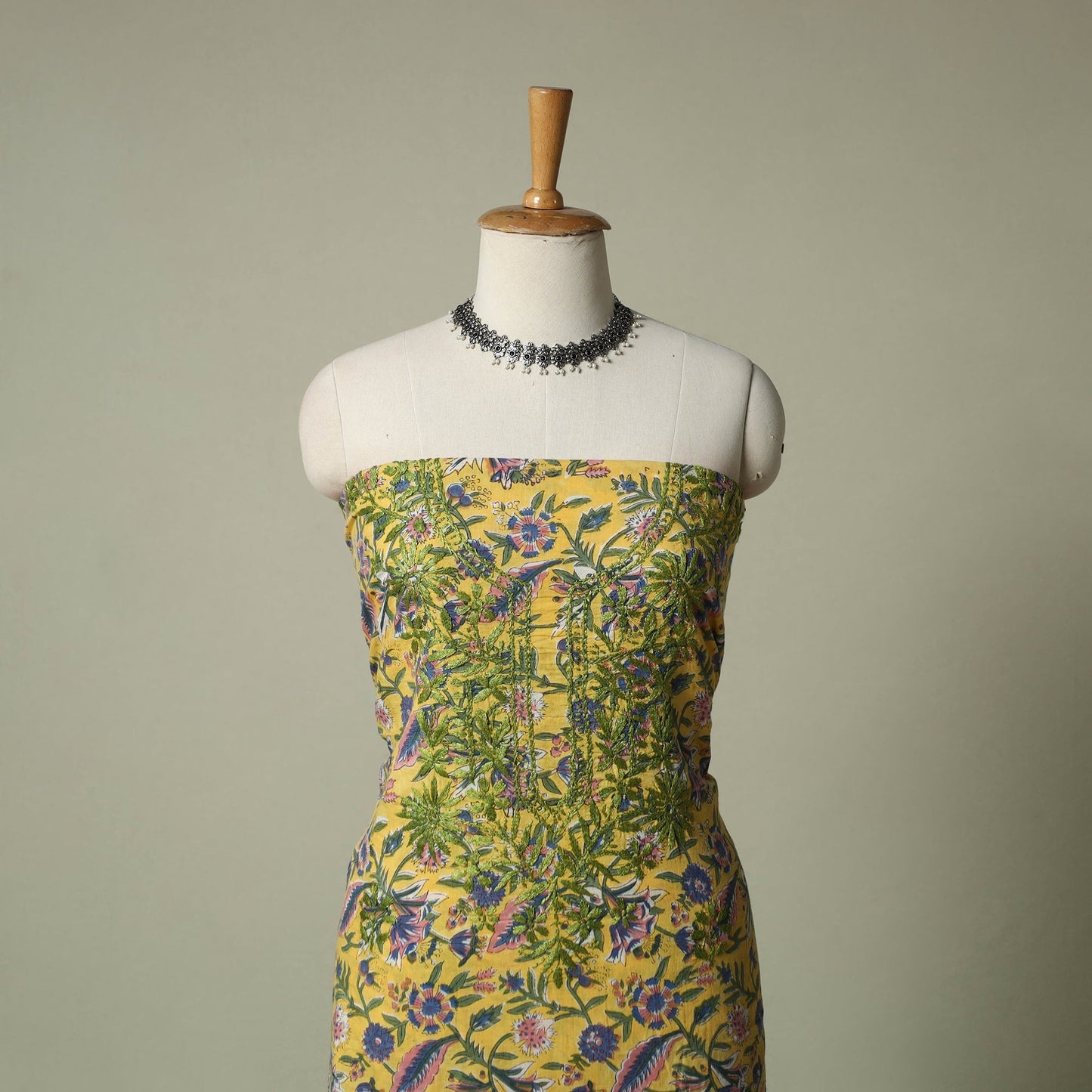 Lucknowi chikankari hand embroidery sanganeri unstitched