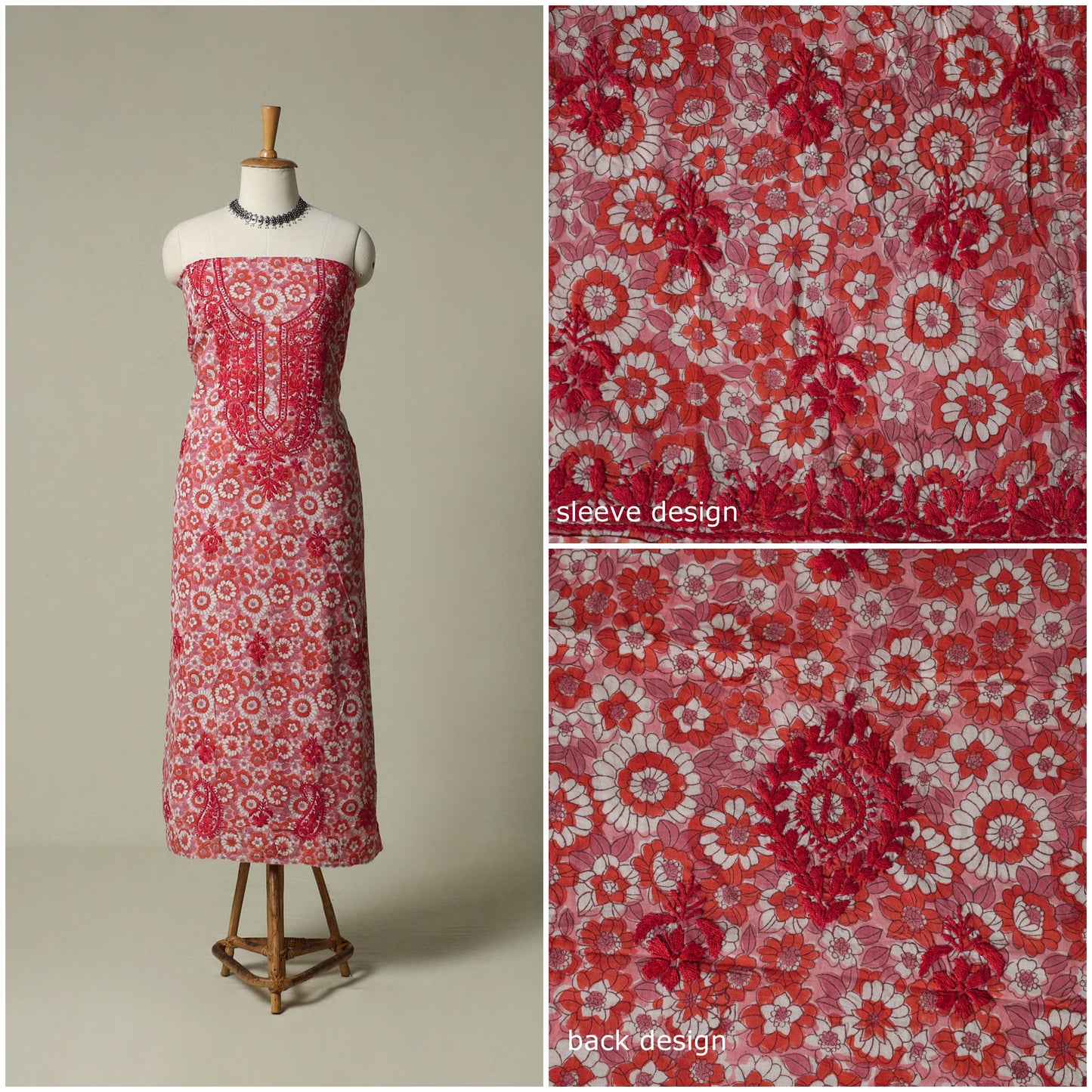 Lucknowi chikankari hand embroidery sanganeri unstitched