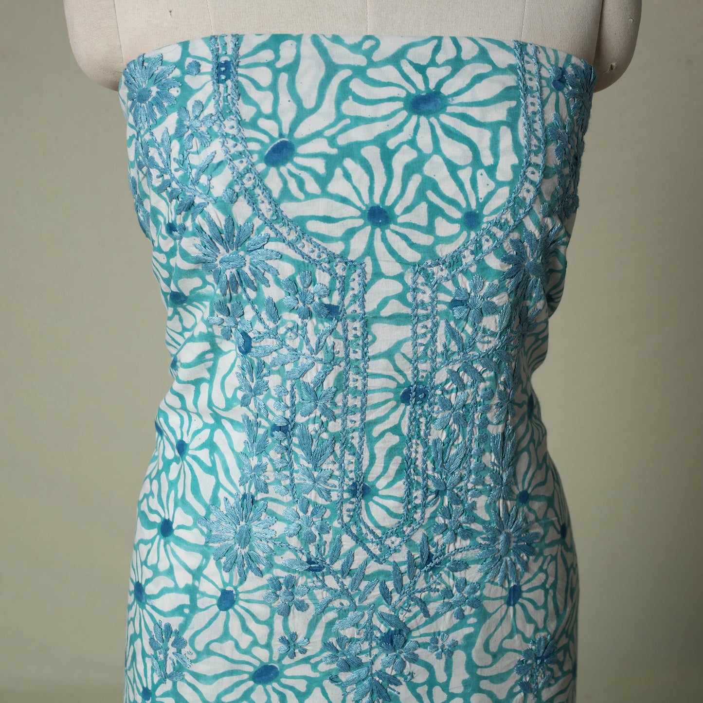 Lucknowi chikankari hand embroidery sanganeri unstitched