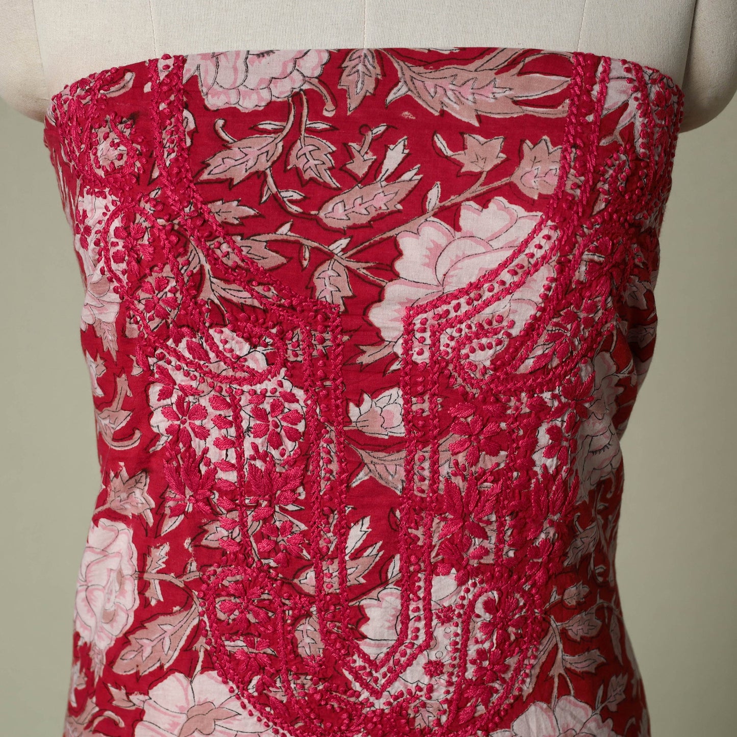 Lucknowi chikankari hand embroidery sanganeri unstitched