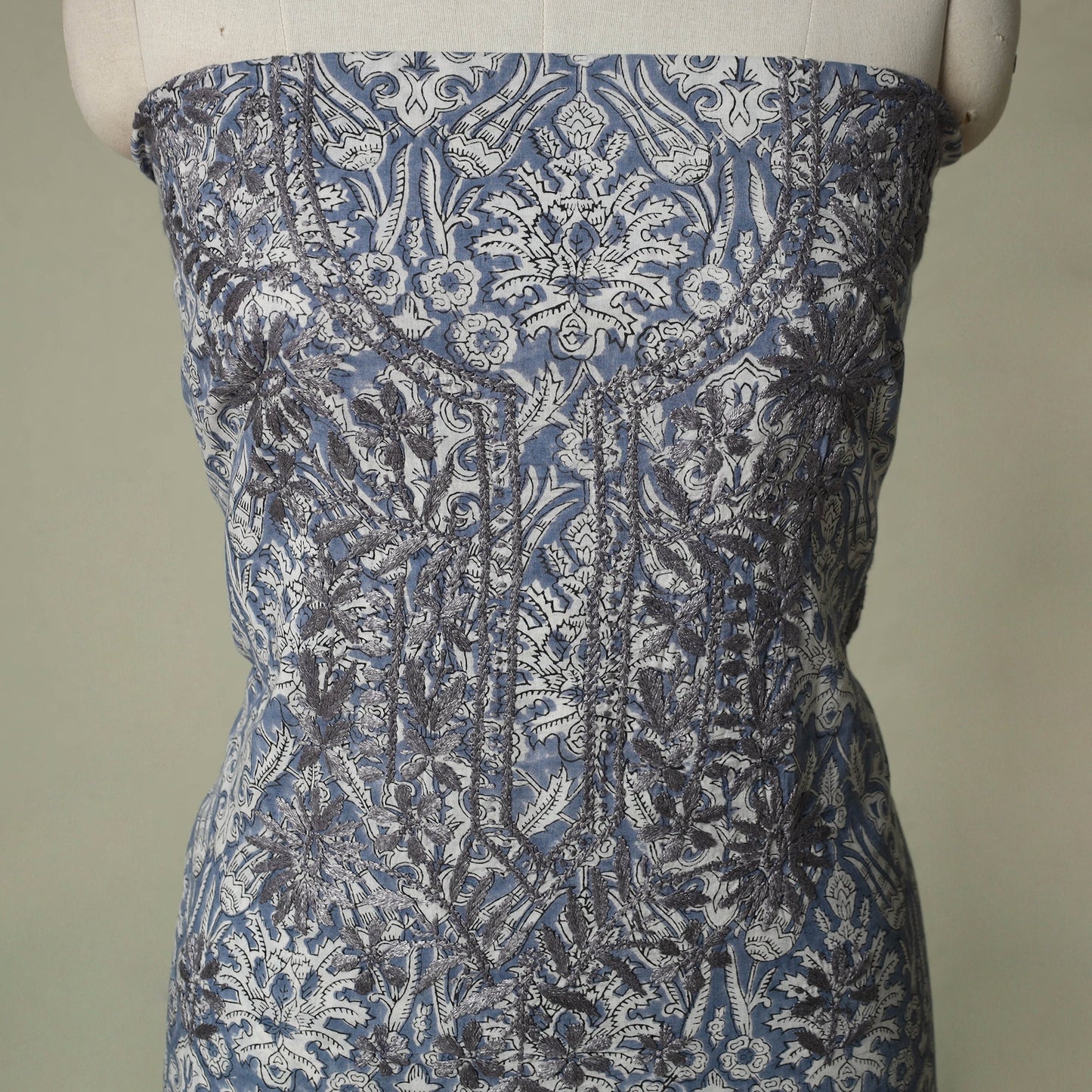 Lucknowi chikankari hand embroidery sanganeri unstitched