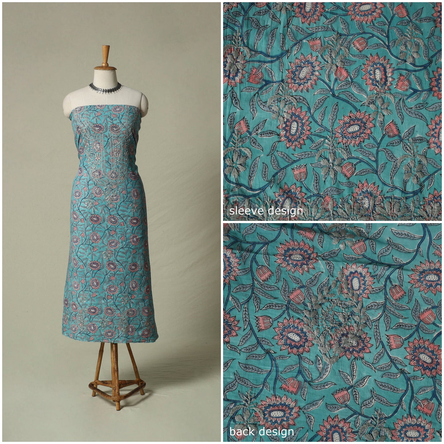 Lucknowi chikankari hand embroidery sanganeri unstitched