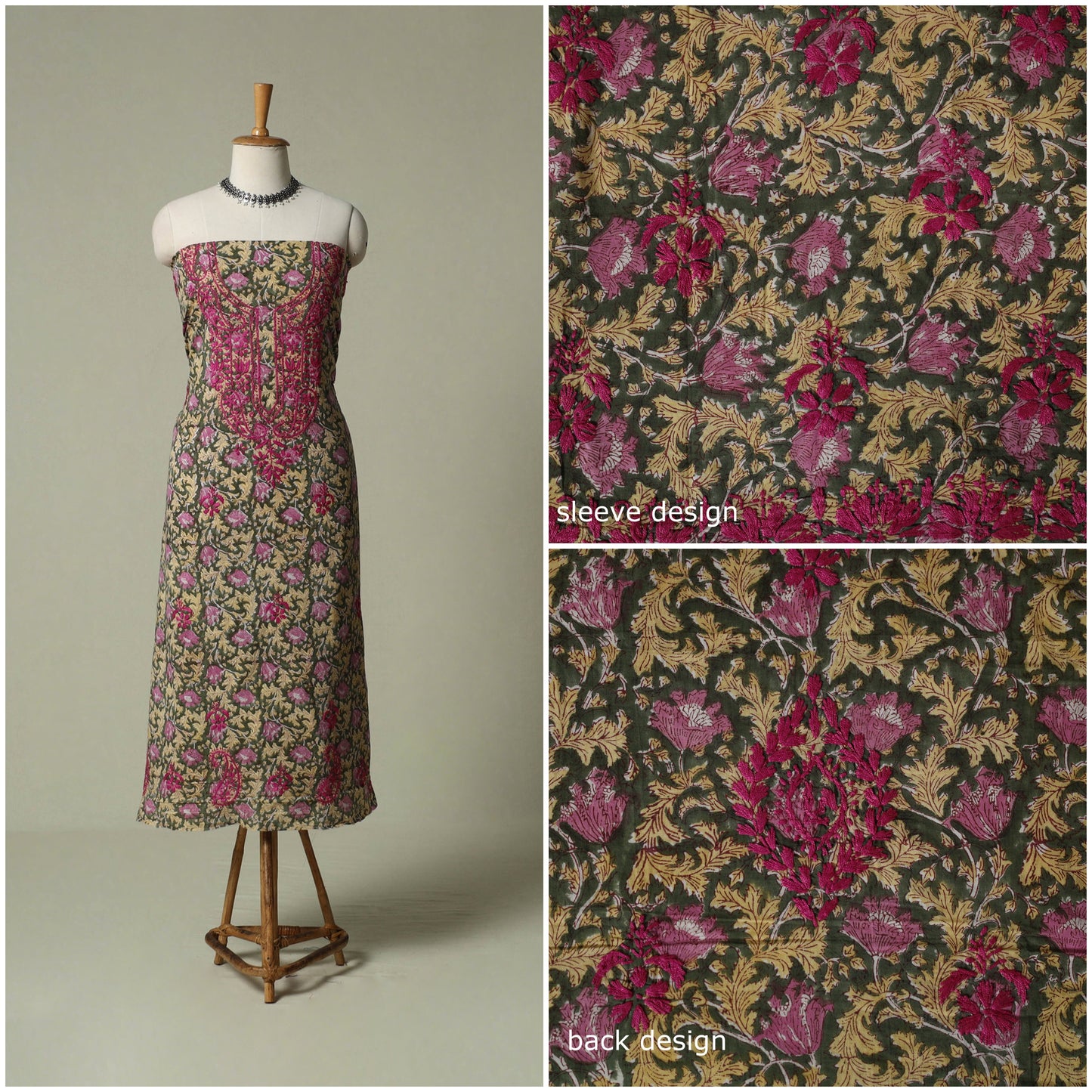 Lucknowi chikankari hand embroidery sanganeri unstitched