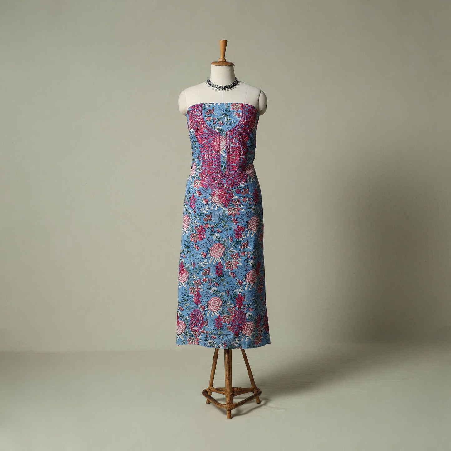 Lucknowi chikankari hand embroidery sanganeri unstitched