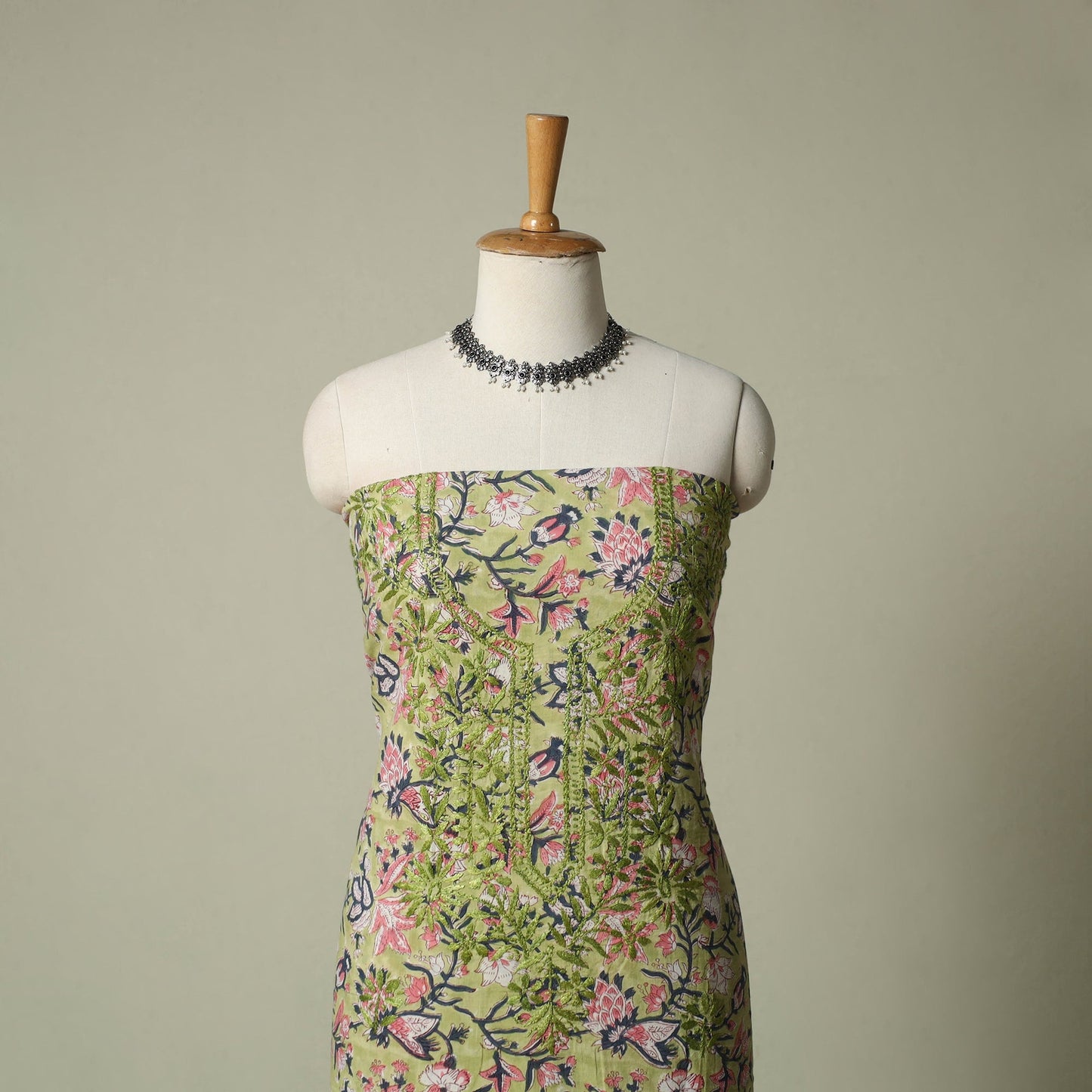 Lucknowi chikankari hand embroidery sanganeri unstitched