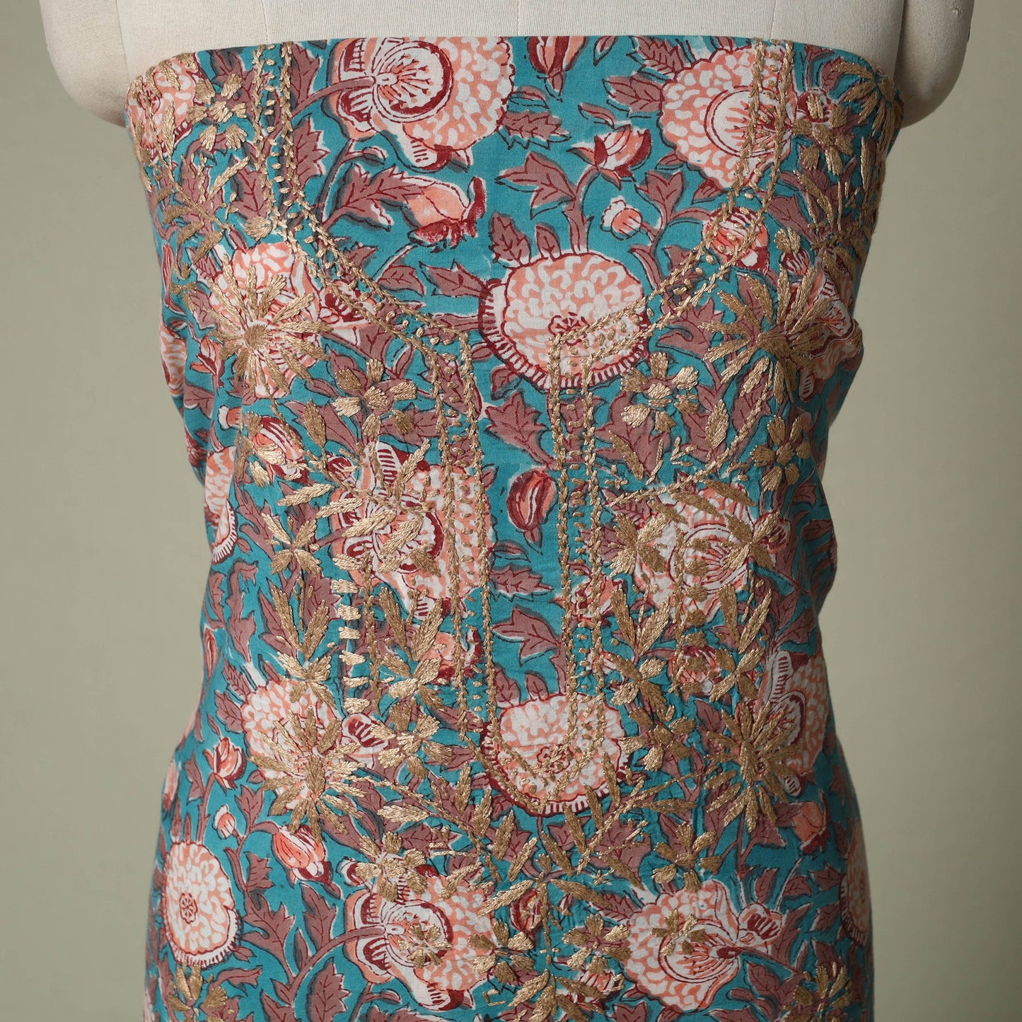 Lucknowi chikankari hand embroidery sanganeri unstitched