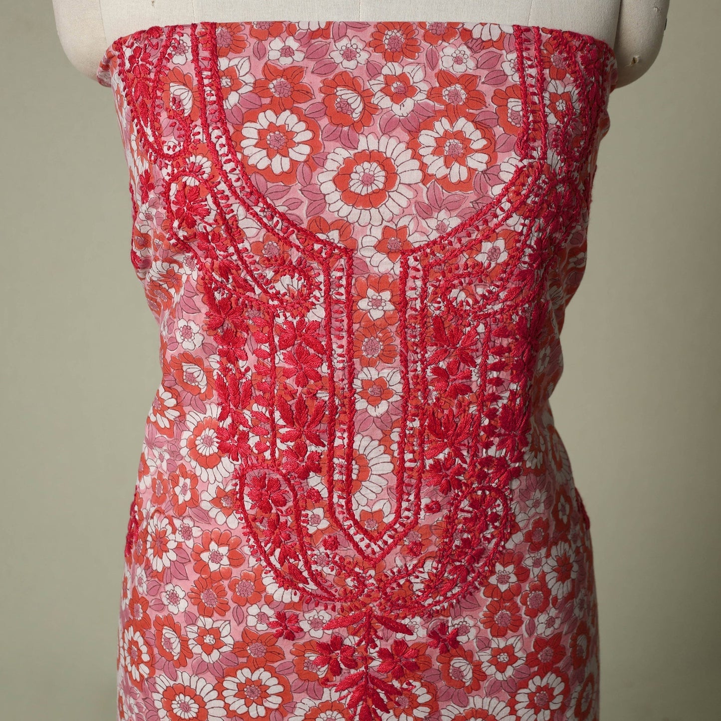 Lucknowi chikankari hand embroidery sanganeri unstitched