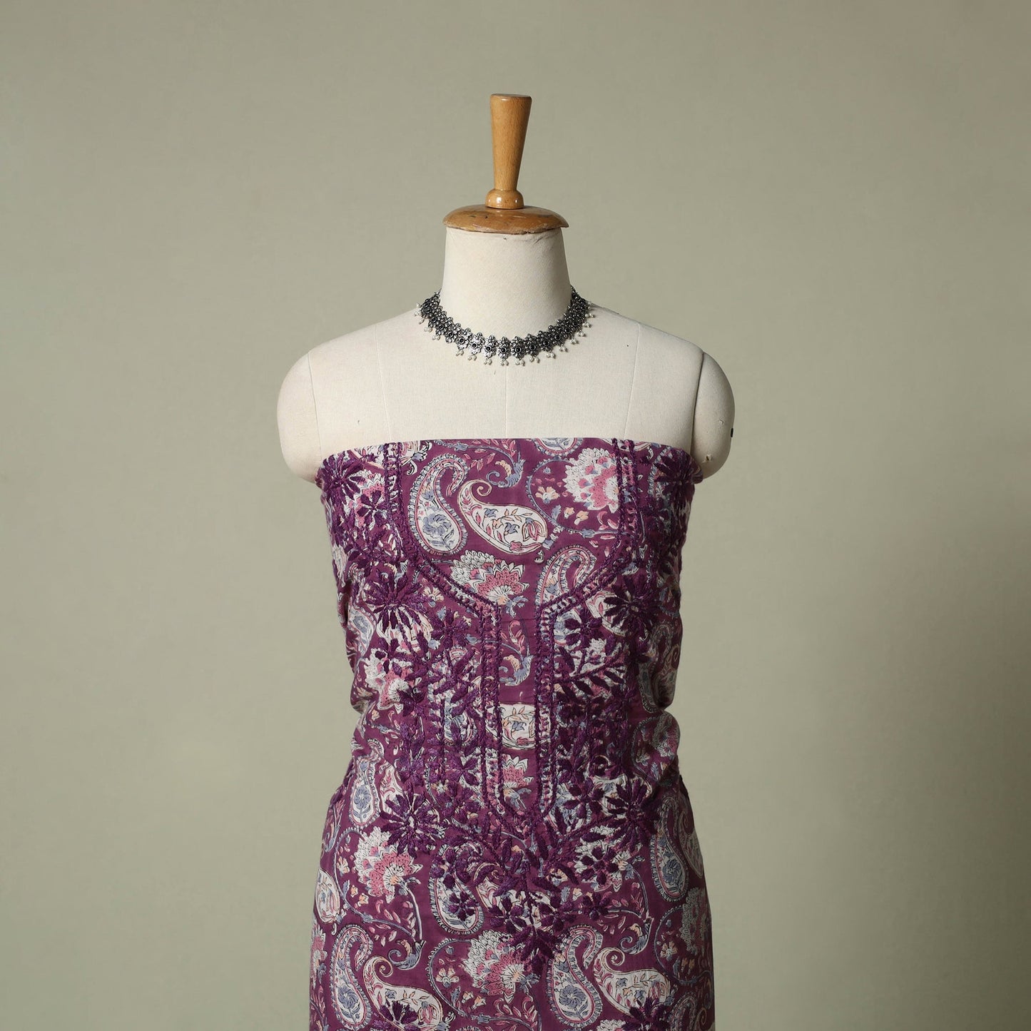 Lucknowi chikankari hand embroidery sanganeri unstitched