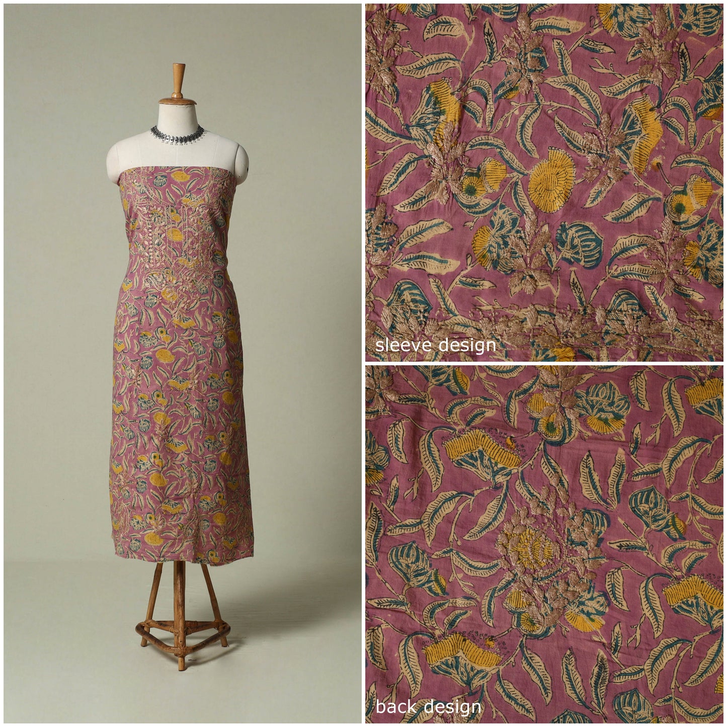 Lucknowi chikankari hand embroidery sanganeri unstitched