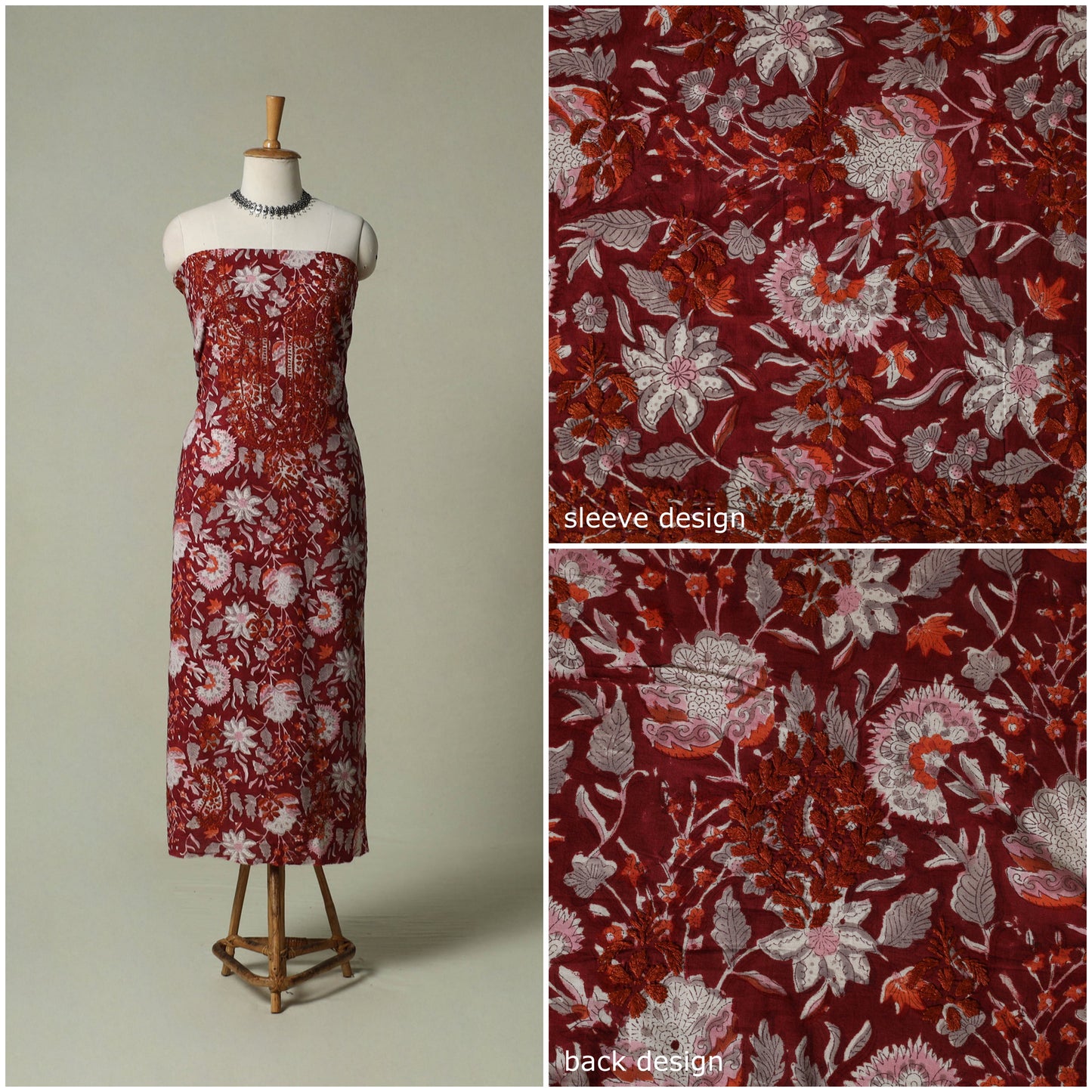 Lucknowi chikankari hand embroidery sanganeri unstitched