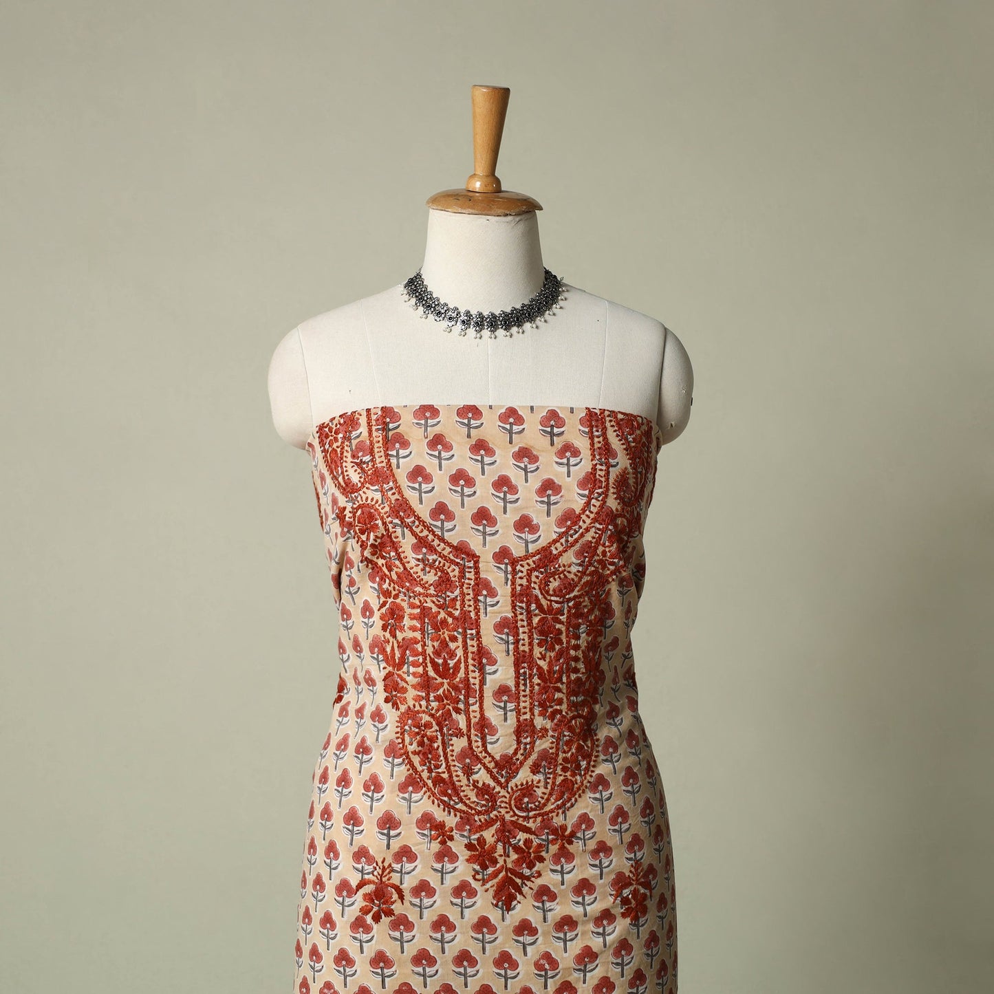 Lucknowi chikankari hand embroidery sanganeri unstitched