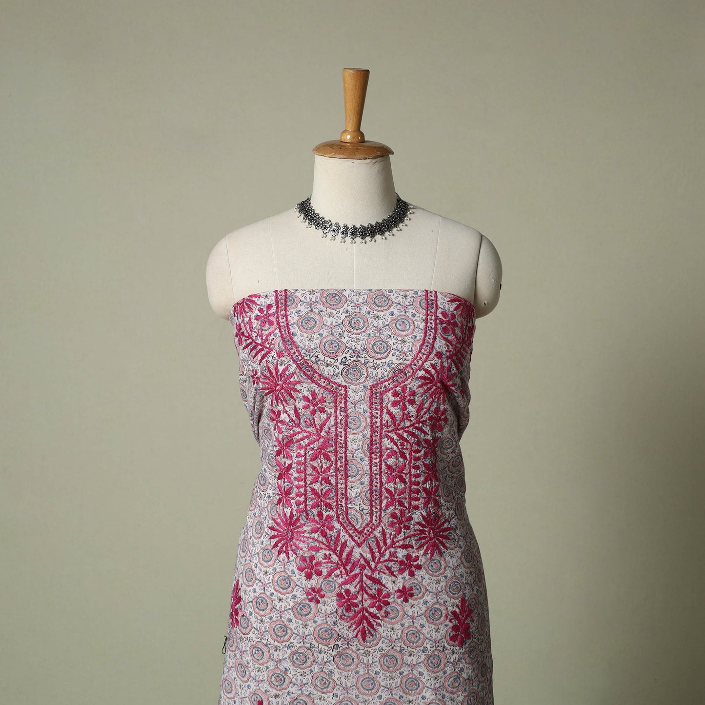 Lucknowi chikankari hand embroidery sanganeri unstitched