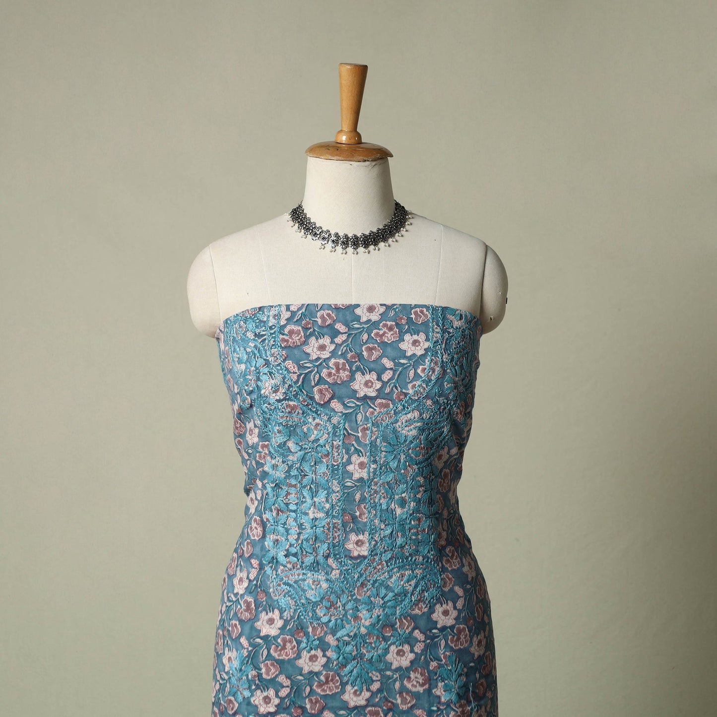 Lucknowi chikankari hand embroidery sanganeri unstitched