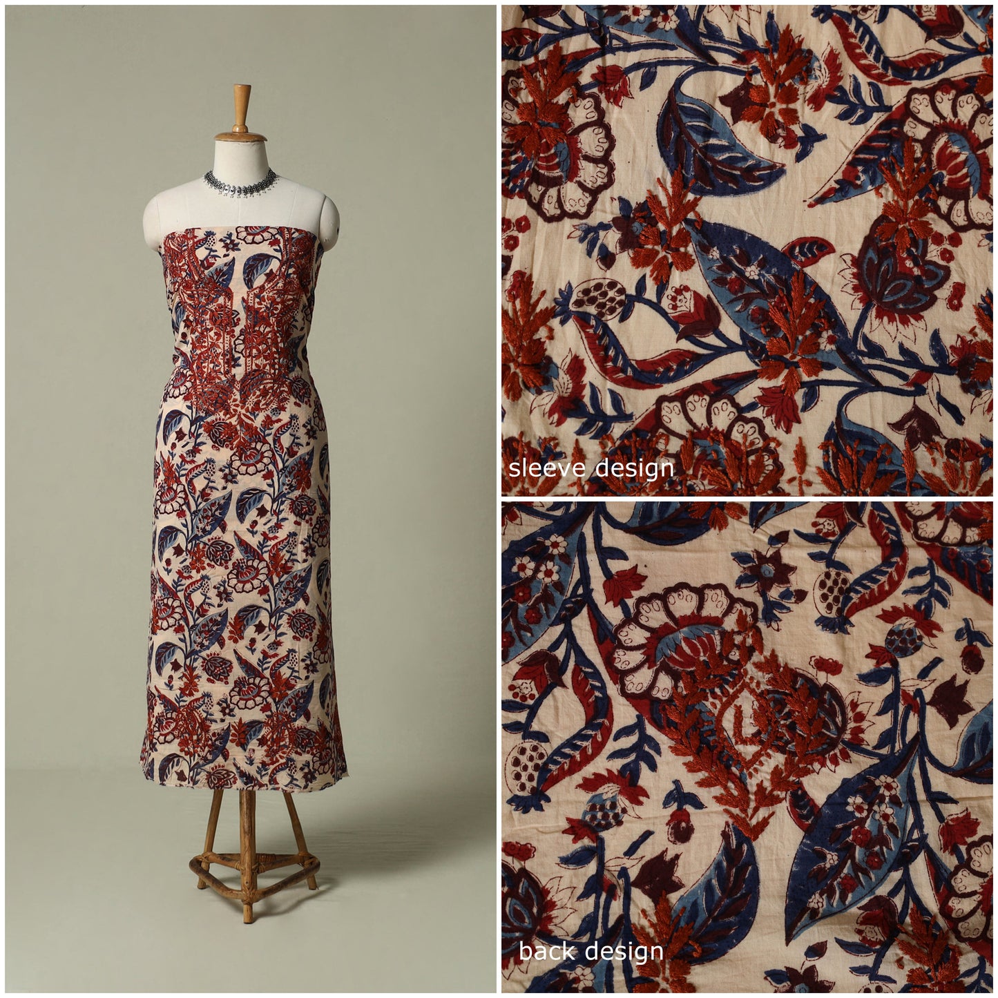 Lucknowi chikankari hand embroidery sanganeri unstitched