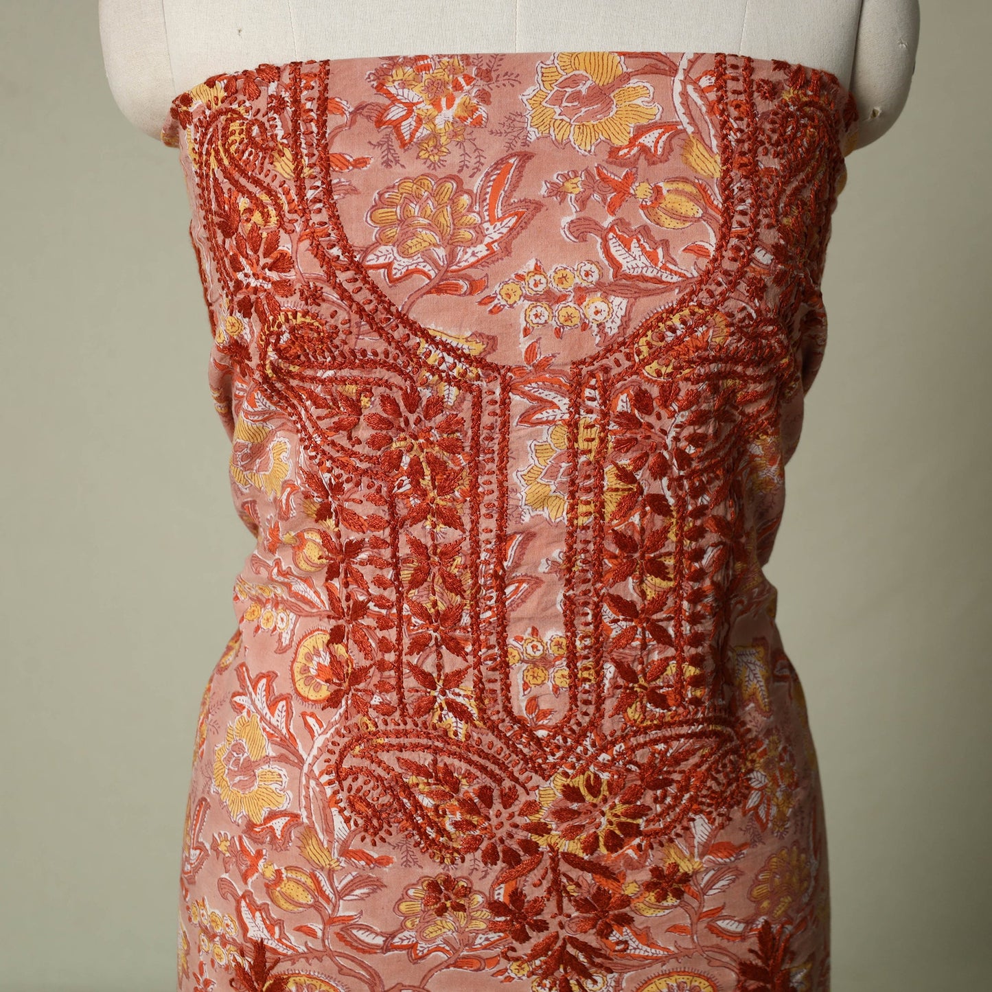 Lucknowi chikankari hand embroidery sanganeri unstitched