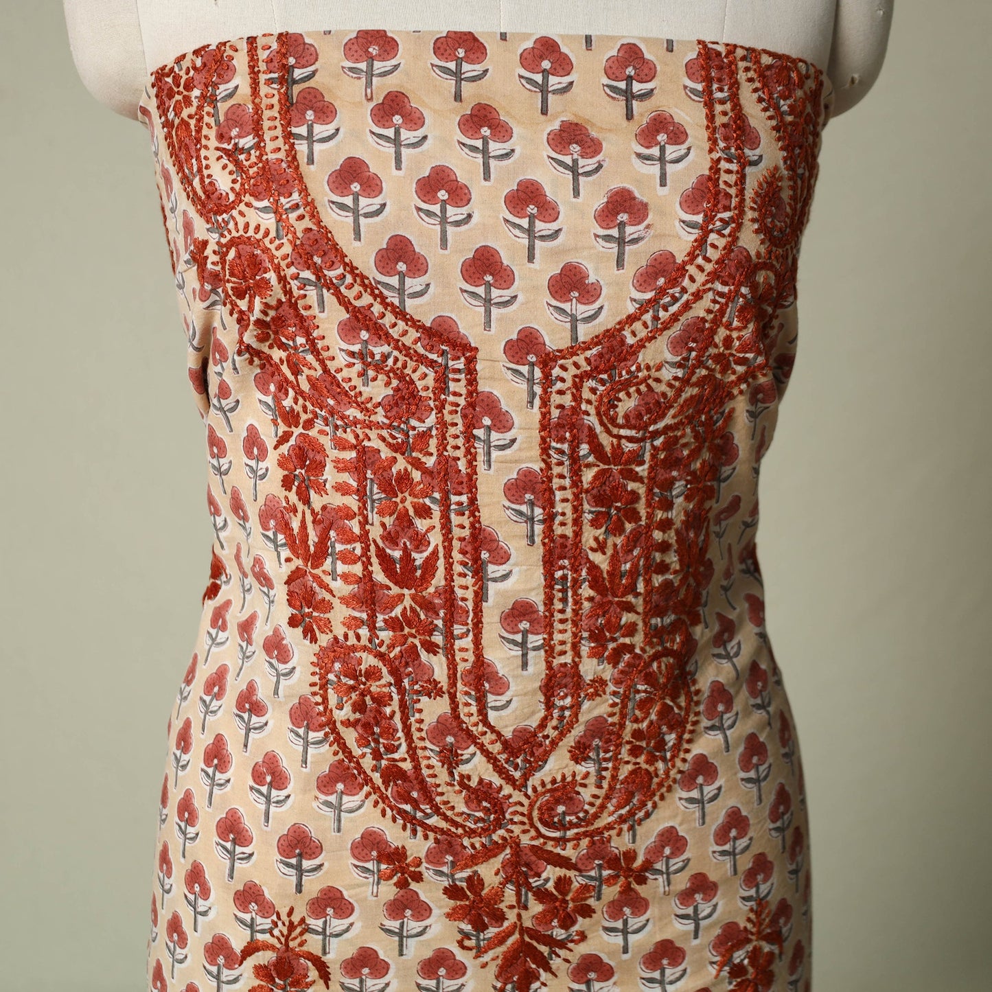Lucknowi chikankari hand embroidery sanganeri unstitched