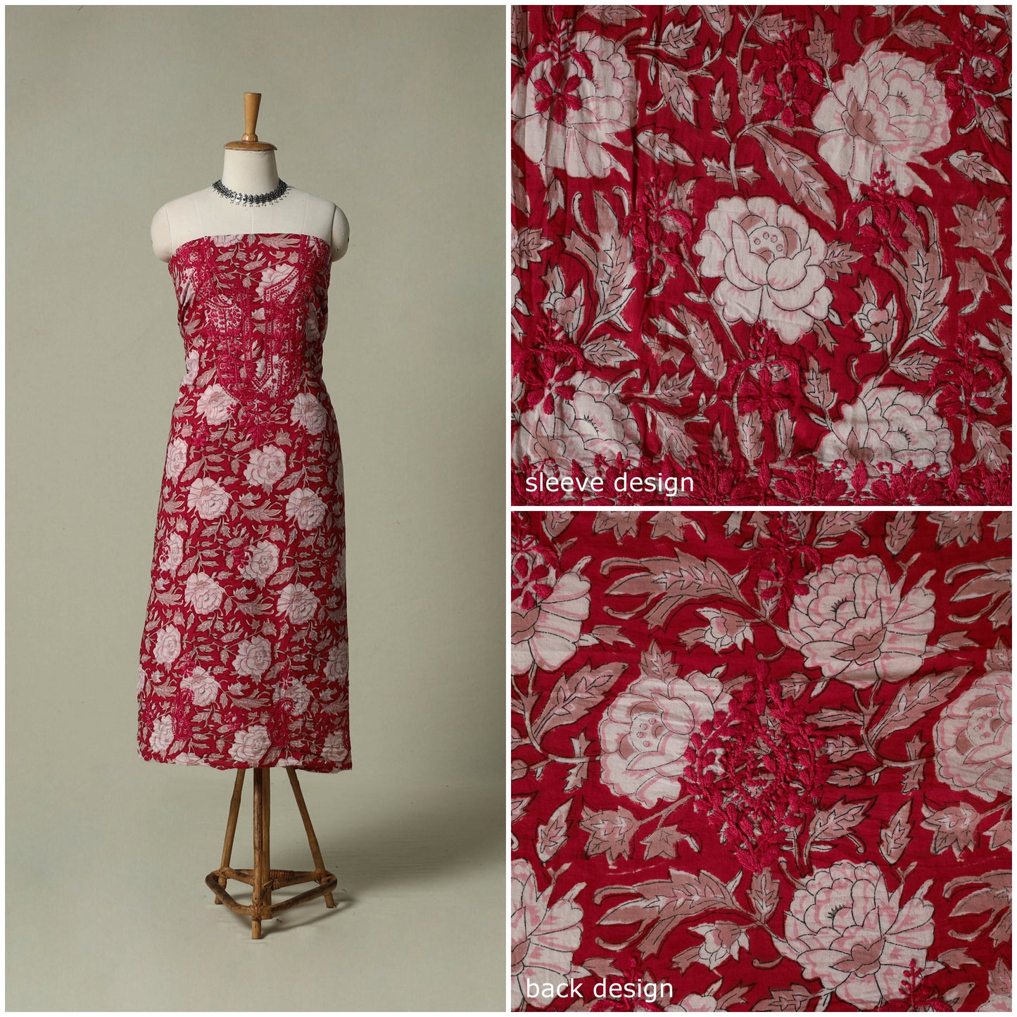 Lucknowi chikankari hand embroidery sanganeri unstitched