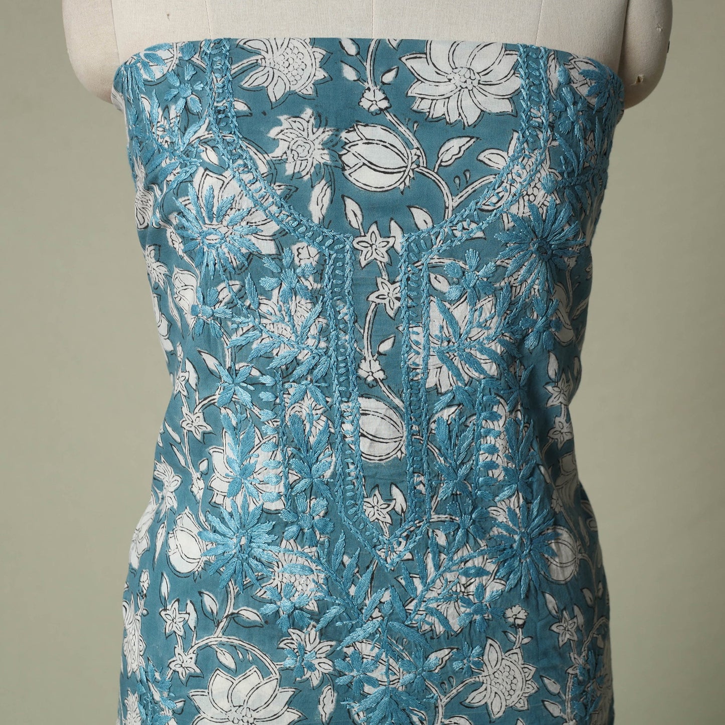 Lucknowi chikankari hand embroidery sanganeri unstitched