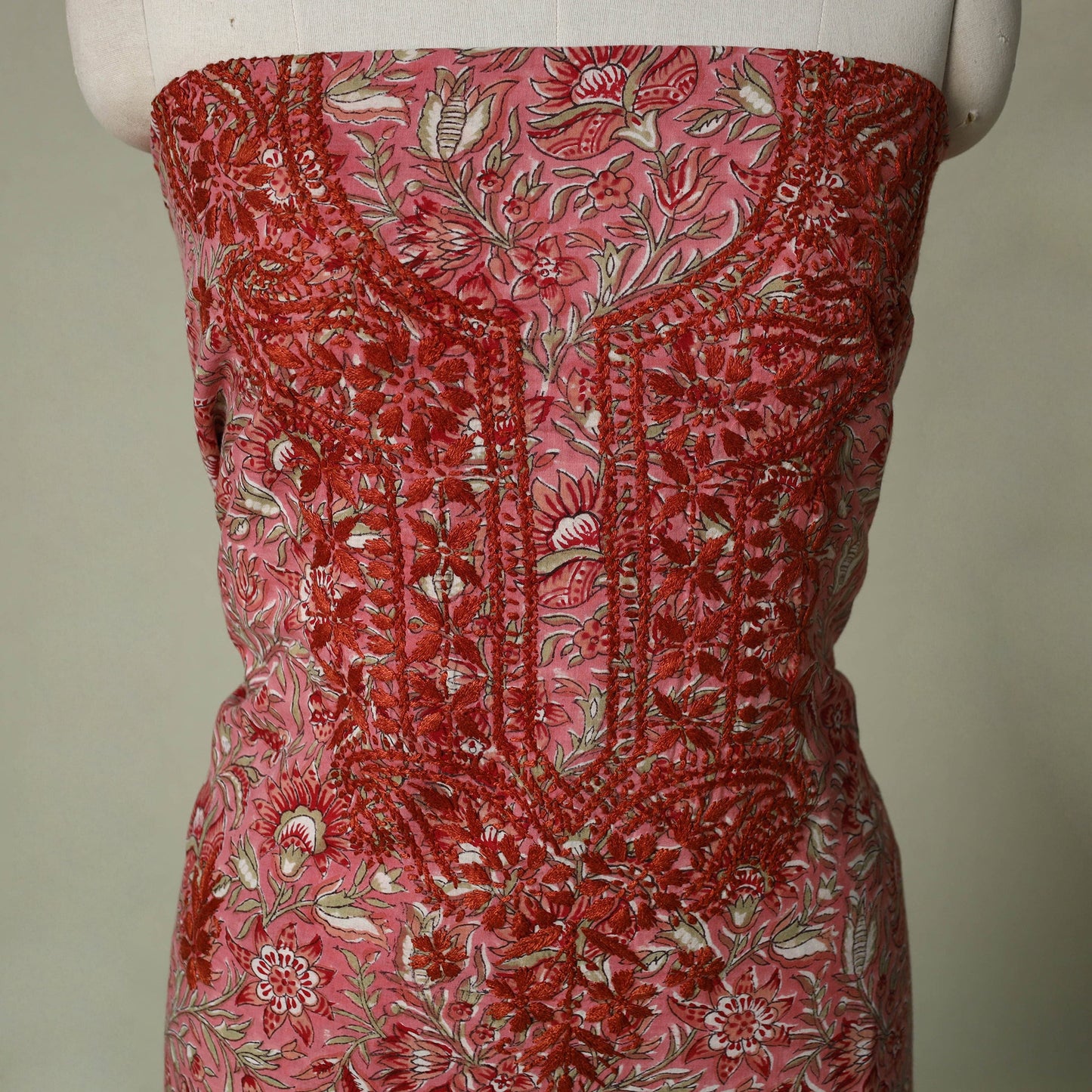 Lucknowi chikankari hand embroidery sanganeri unstitched