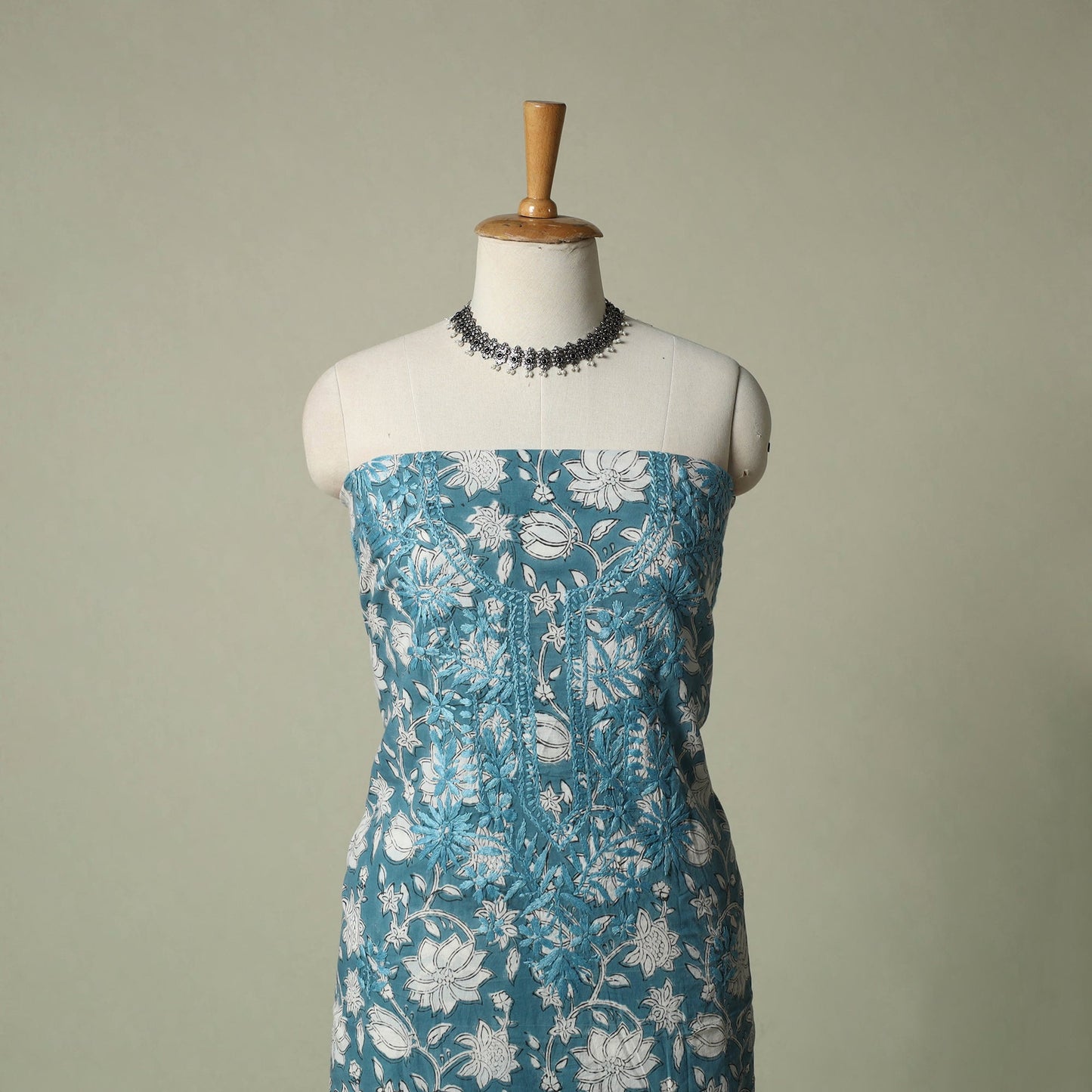 Lucknowi chikankari hand embroidery sanganeri unstitched