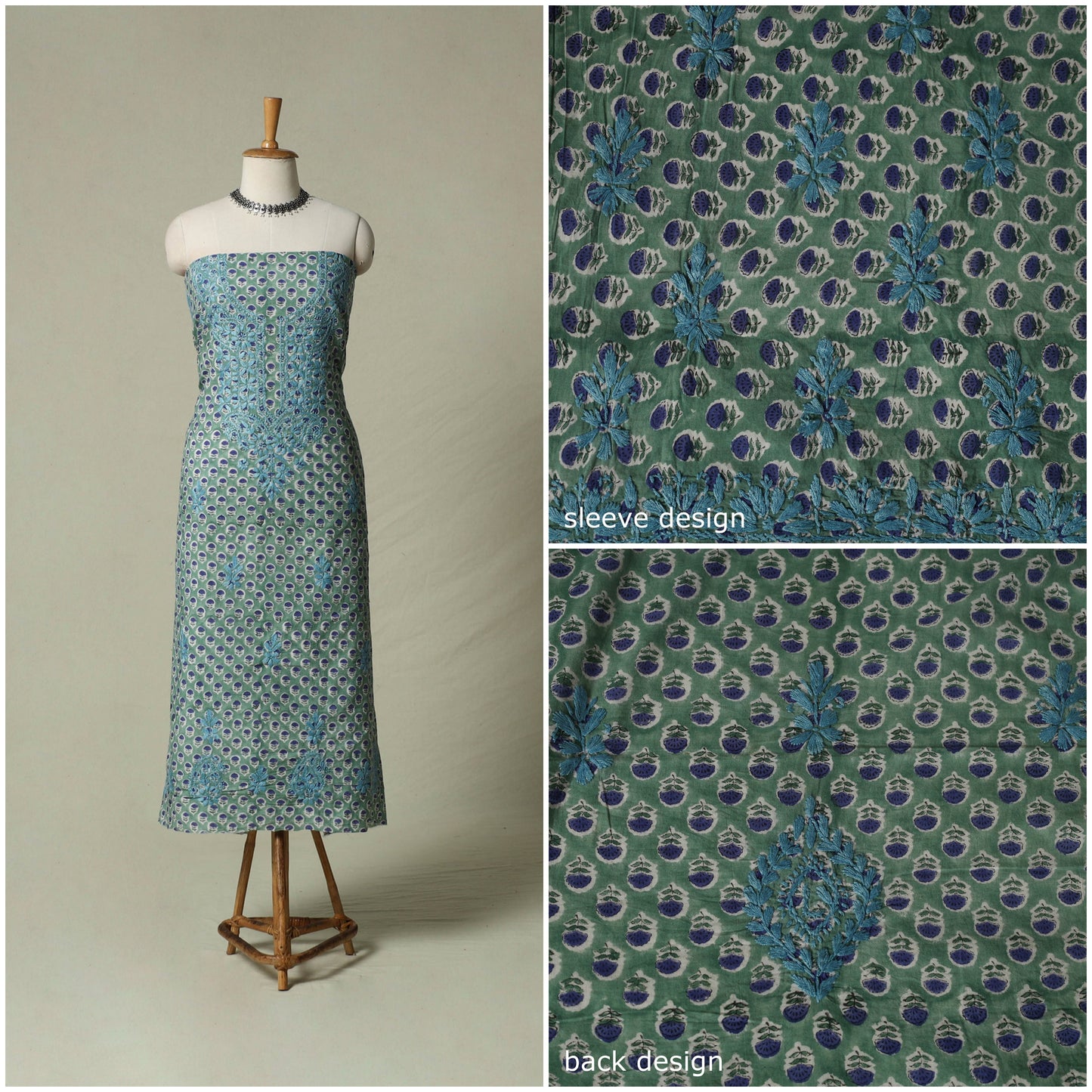 Lucknowi chikankari hand embroidery sanganeri unstitched