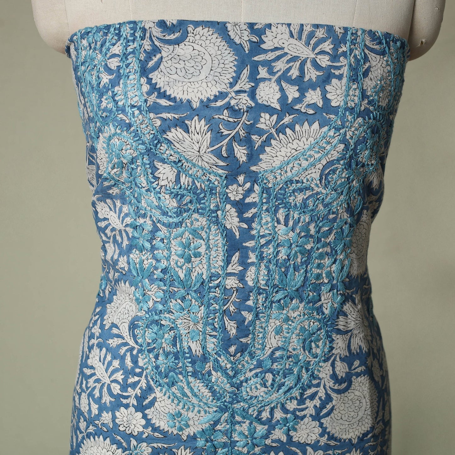Lucknowi chikankari hand embroidery sanganeri unstitched