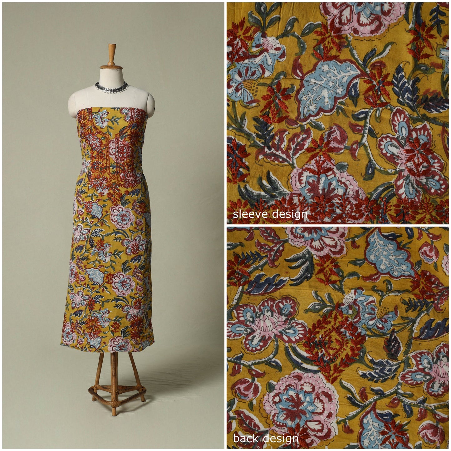 Lucknowi chikankari hand embroidery sanganeri unstitched