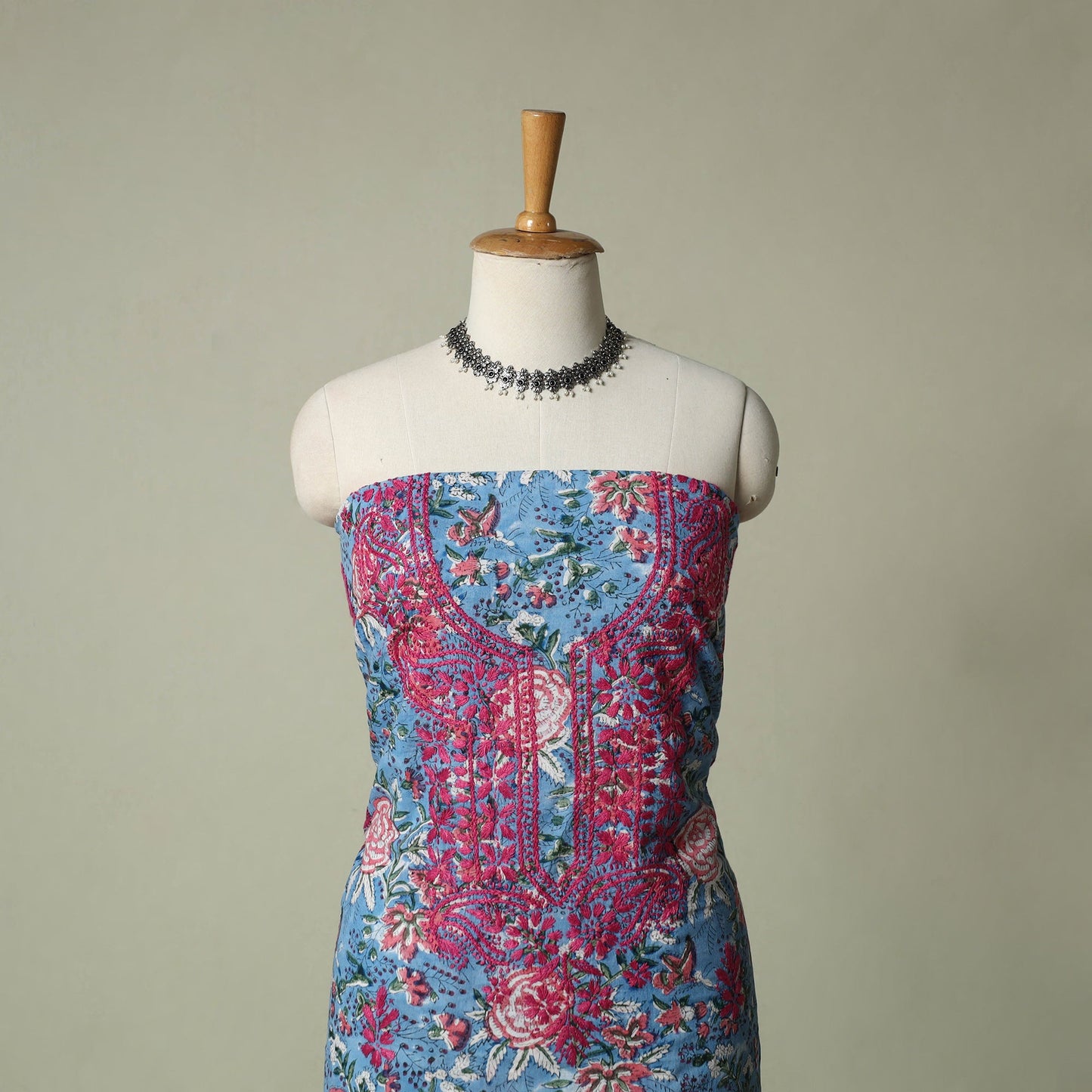 Lucknowi chikankari hand embroidery sanganeri unstitched