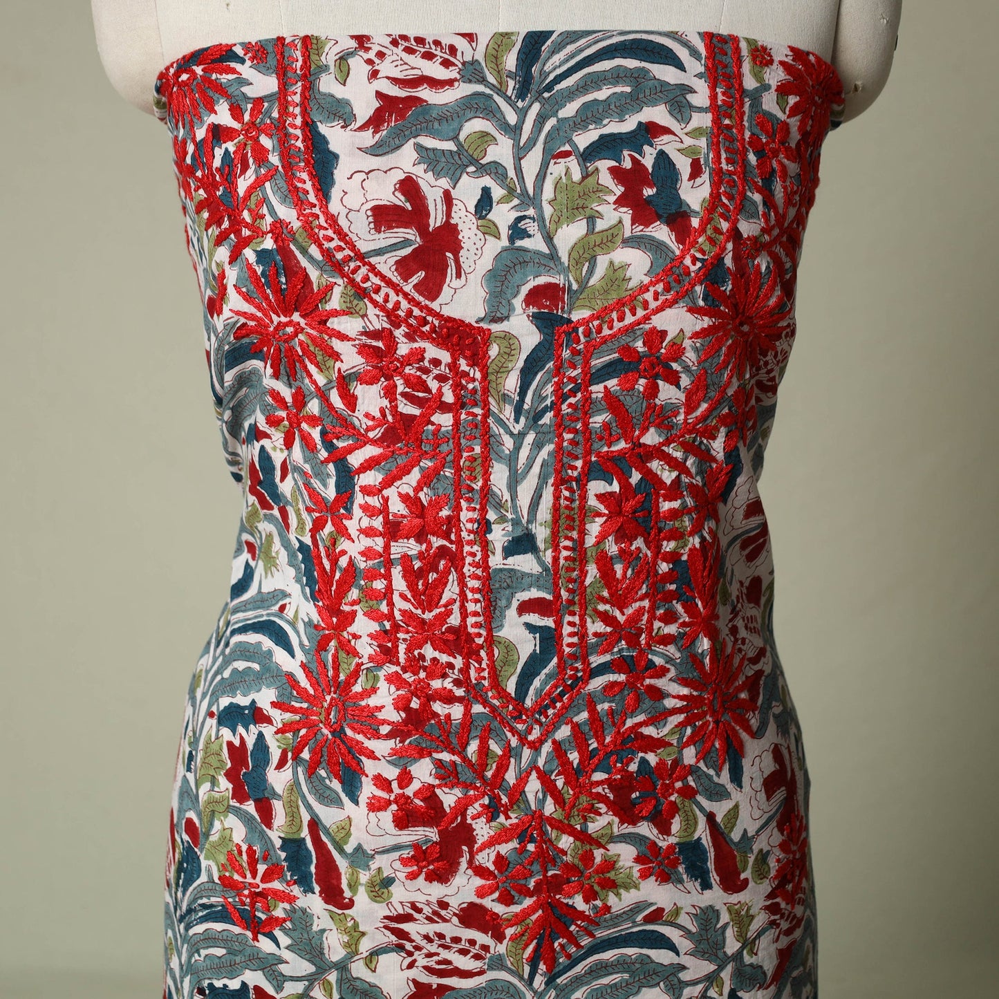 Lucknowi chikankari hand embroidery sanganeri unstitched