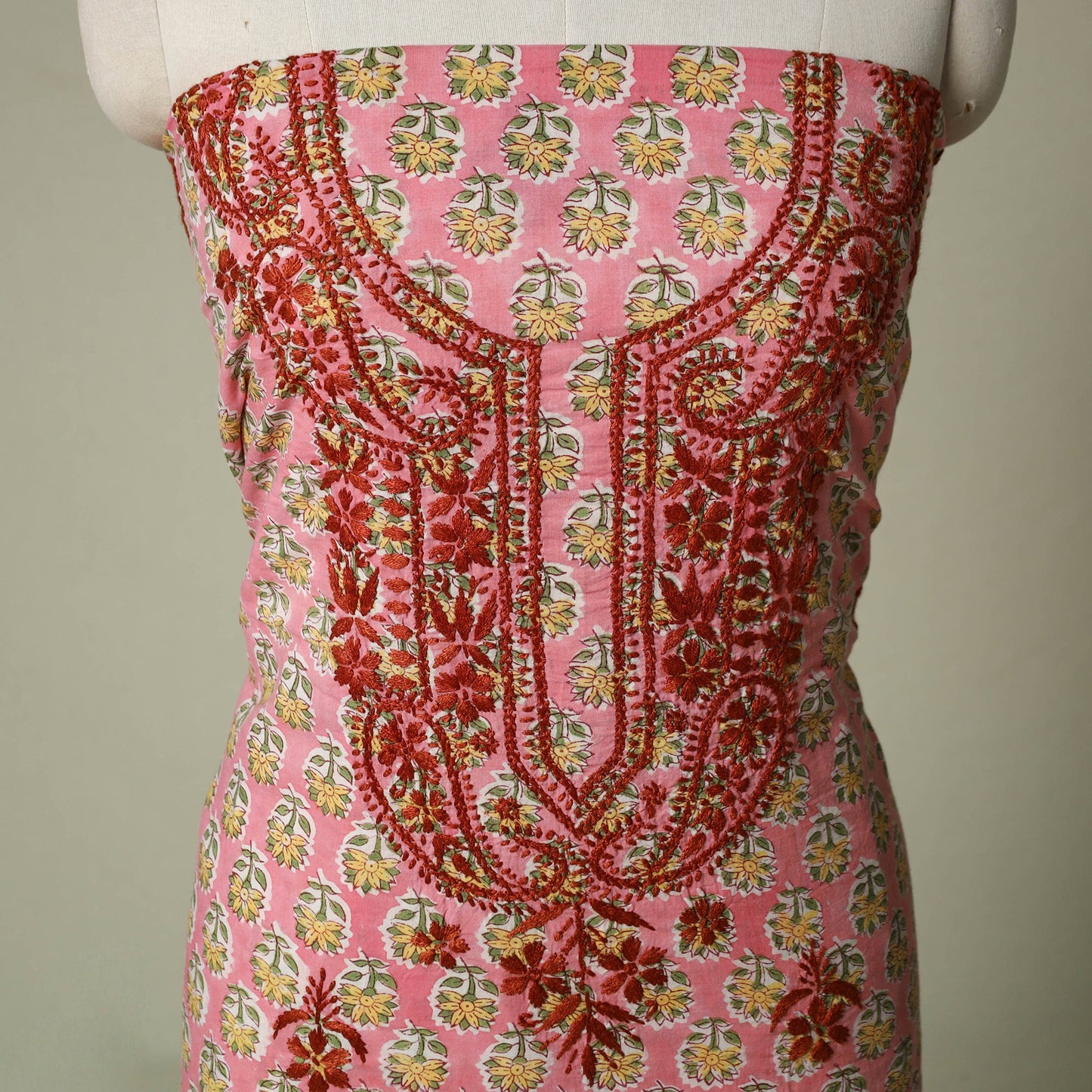 Lucknowi chikankari hand embroidery sanganeri unstitched