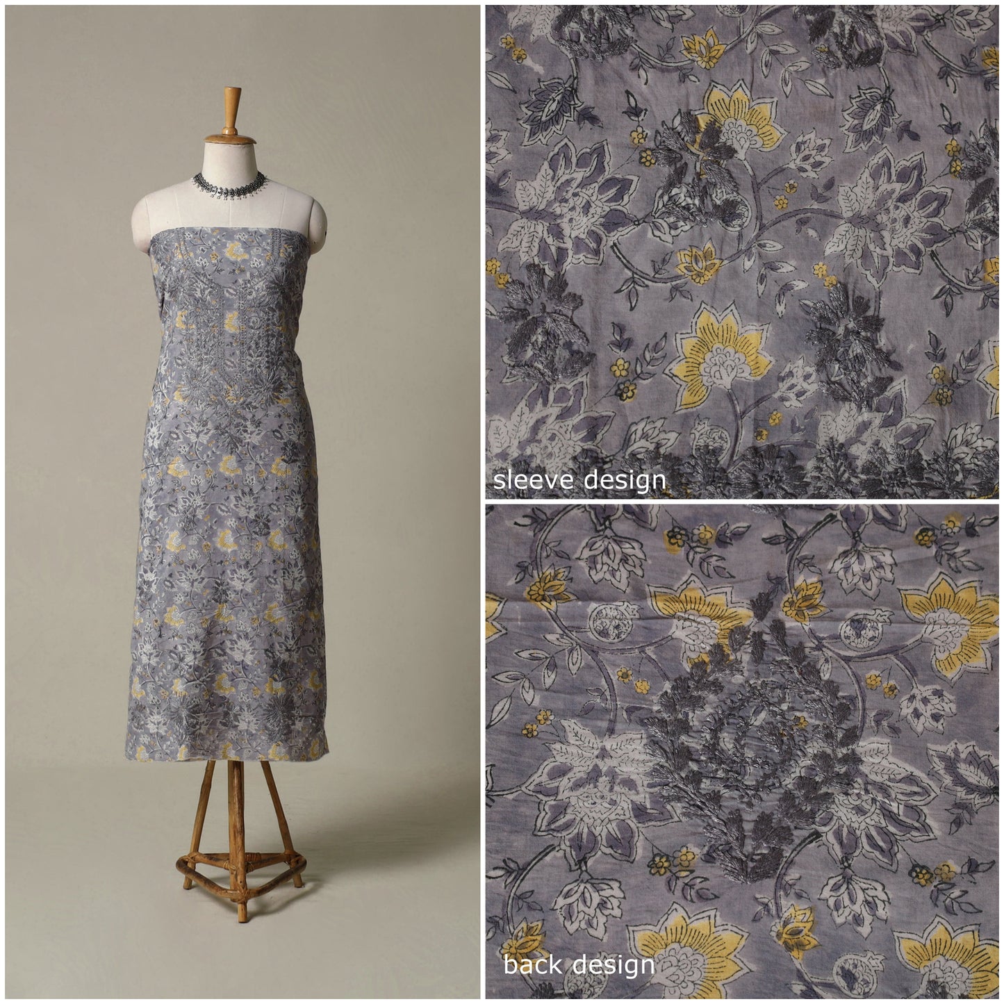 Lucknowi chikankari hand embroidery sanganeri unstitched