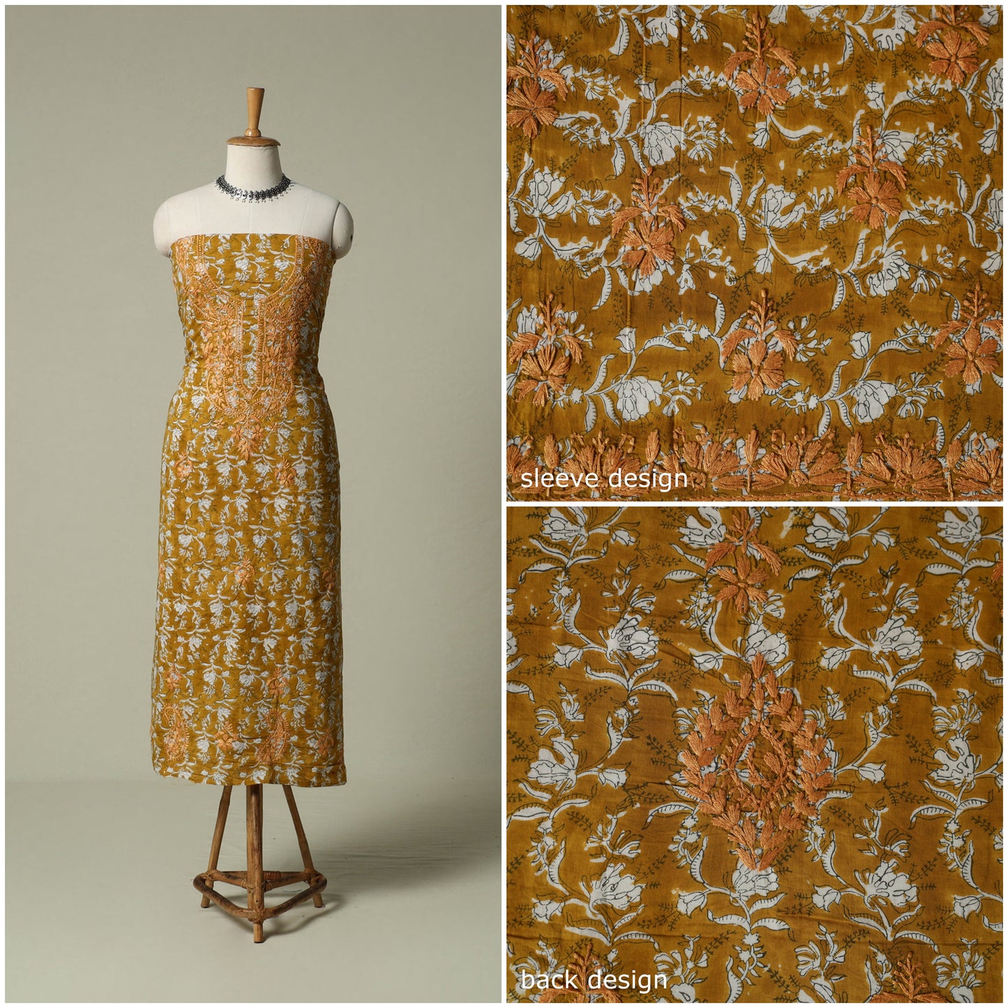 Lucknowi chikankari hand embroidery sanganeri unstitched