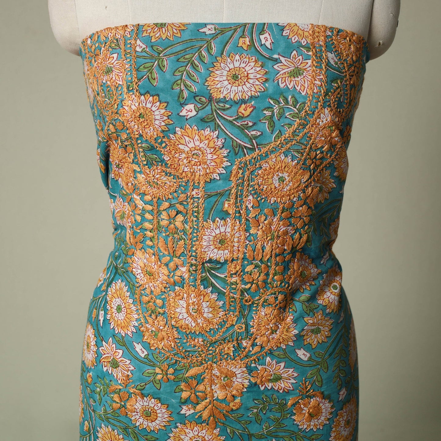 Lucknowi chikankari hand embroidery sanganeri unstitched