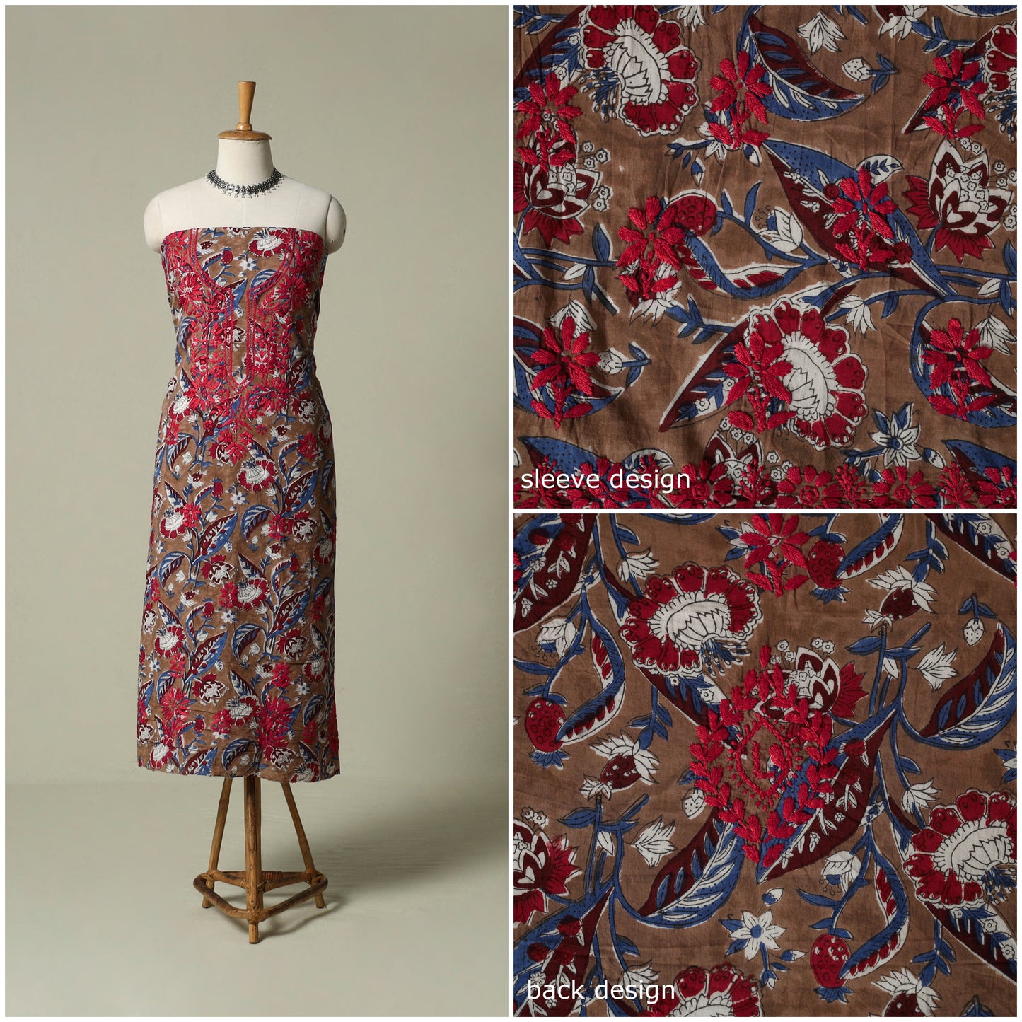 Lucknowi chikankari hand embroidery sanganeri unstitched