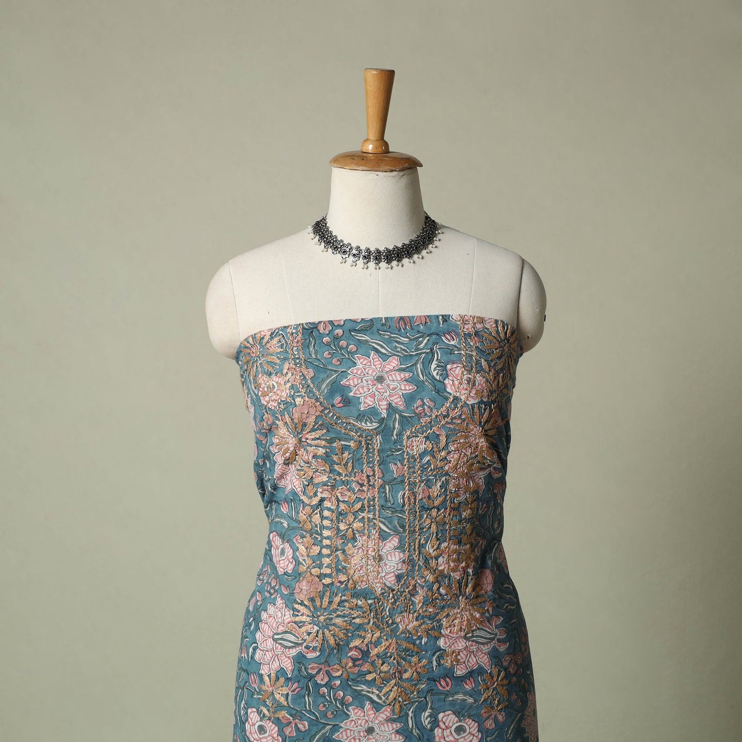 Lucknowi chikankari hand embroidery sanganeri unstitched