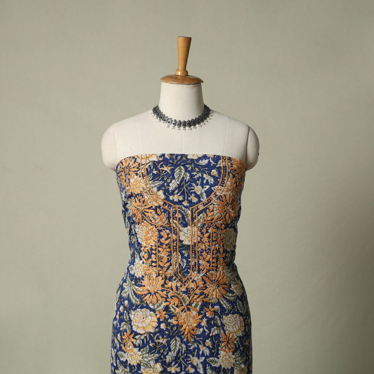 Lucknowi chikankari hand embroidery sanganeri unstitched