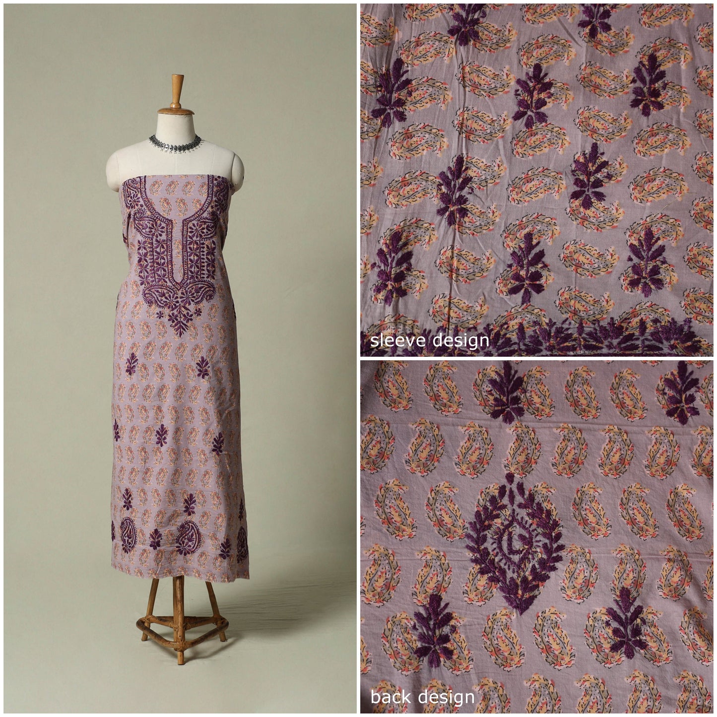 Lucknowi chikankari hand embroidery sanganeri unstitched