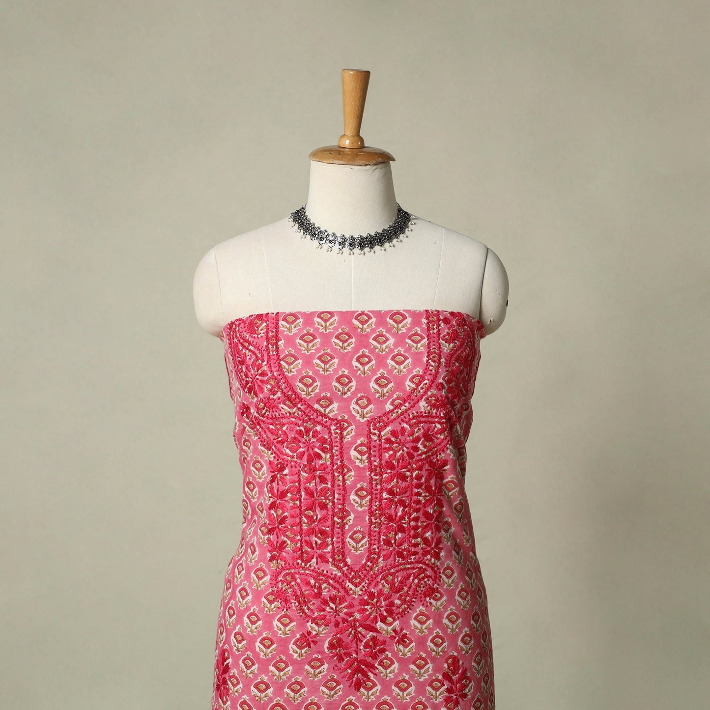 Lucknowi chikankari hand embroidery sanganeri unstitched