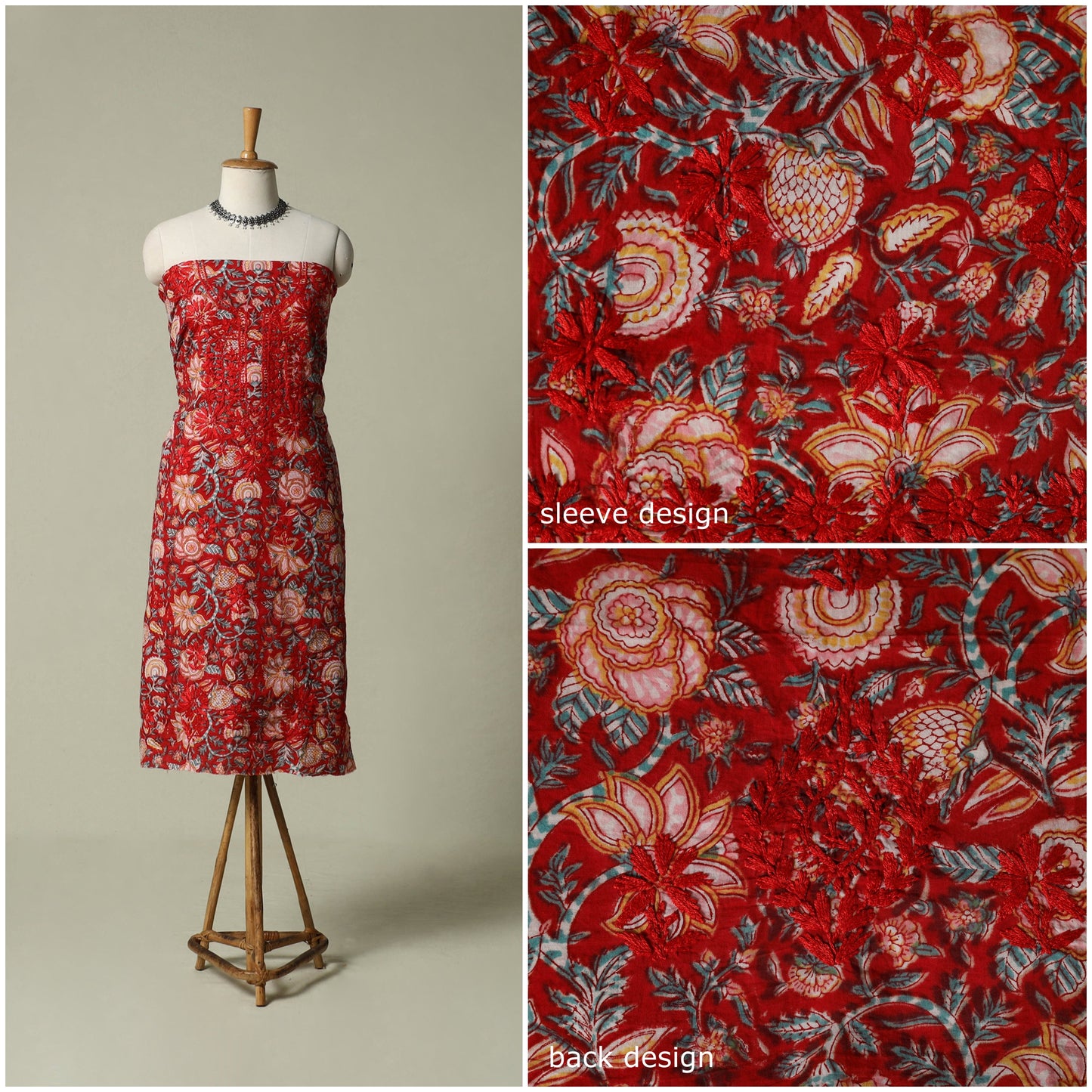 Lucknowi chikankari hand embroidery sanganeri unstitched