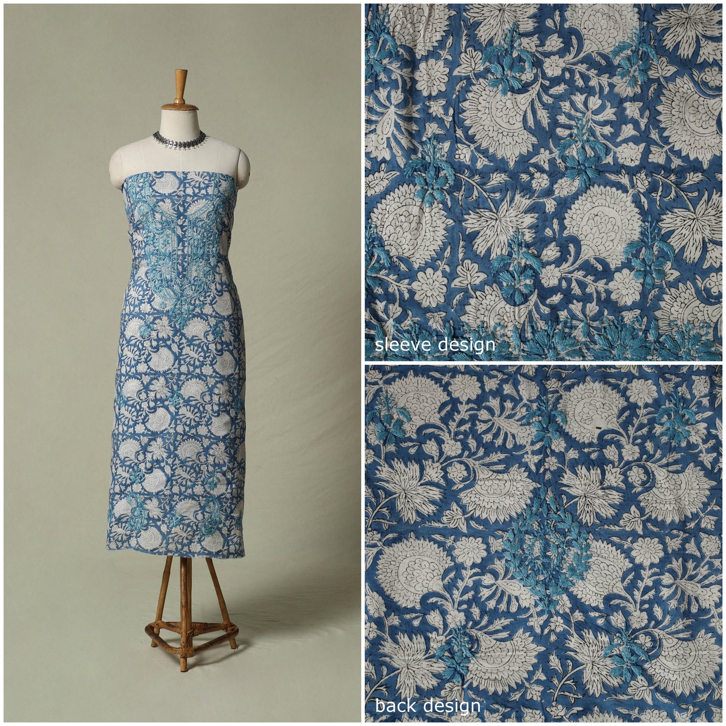 Lucknowi chikankari hand embroidery sanganeri unstitched