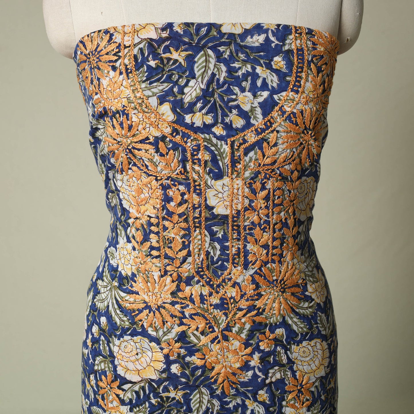 Lucknowi chikankari hand embroidery sanganeri unstitched