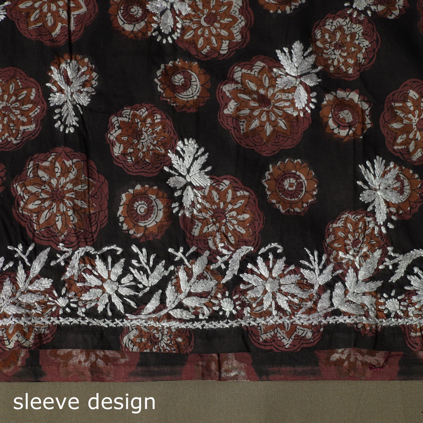 Lucknowi chikankari hand work bagru block print unstitched