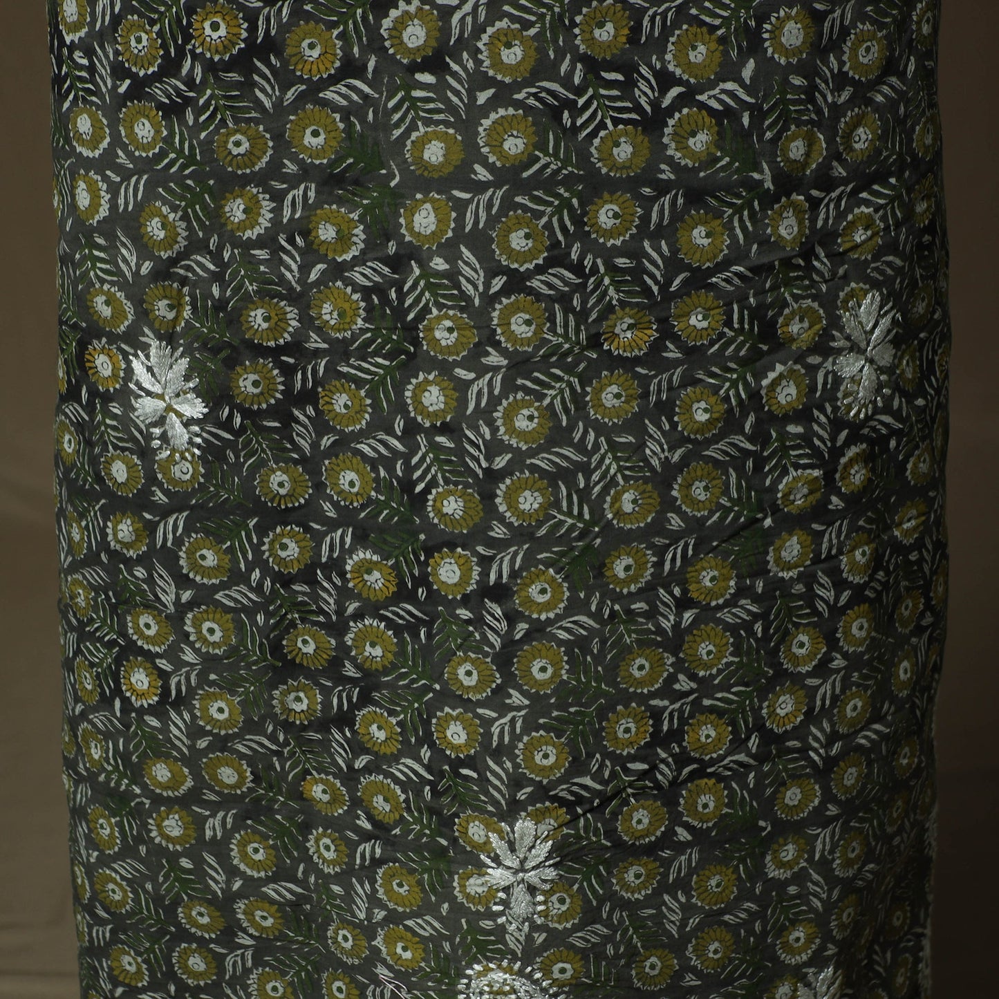 Lucknowi chikankari hand work bagru block print unstitched