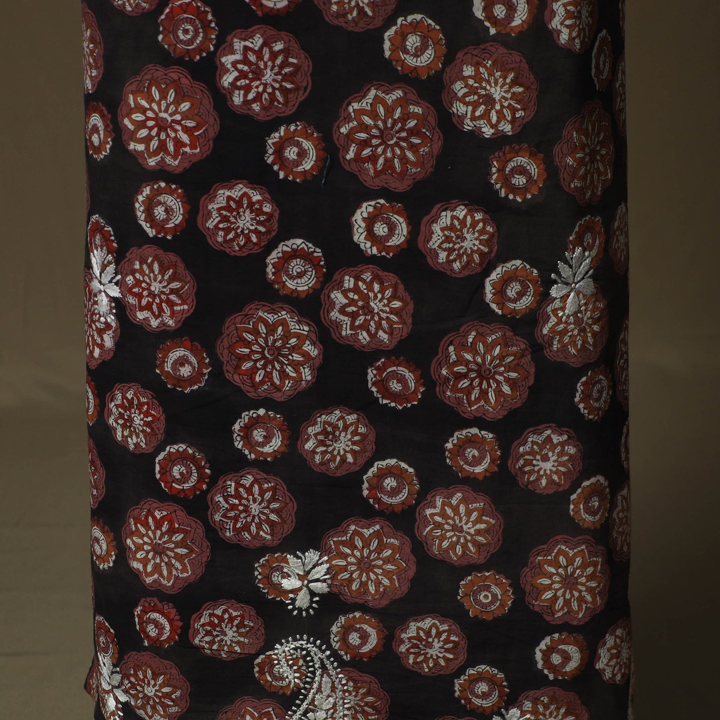 Lucknowi chikankari hand work bagru block print unstitched