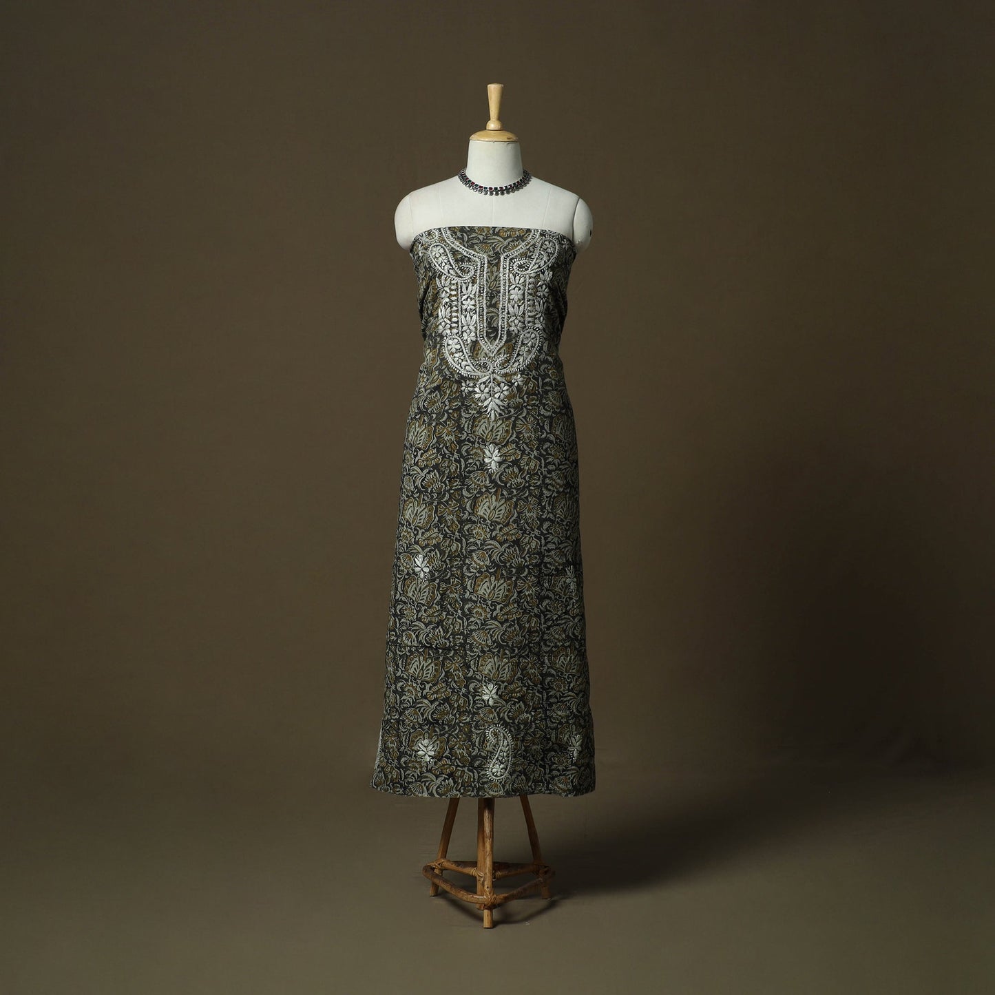 Lucknowi chikankari hand work bagru block print unstitched