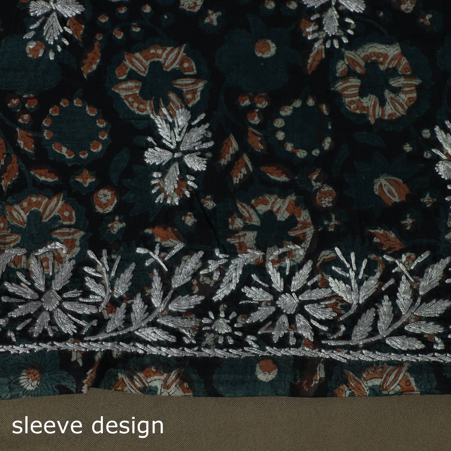 Lucknowi chikankari hand work bagru block print unstitched